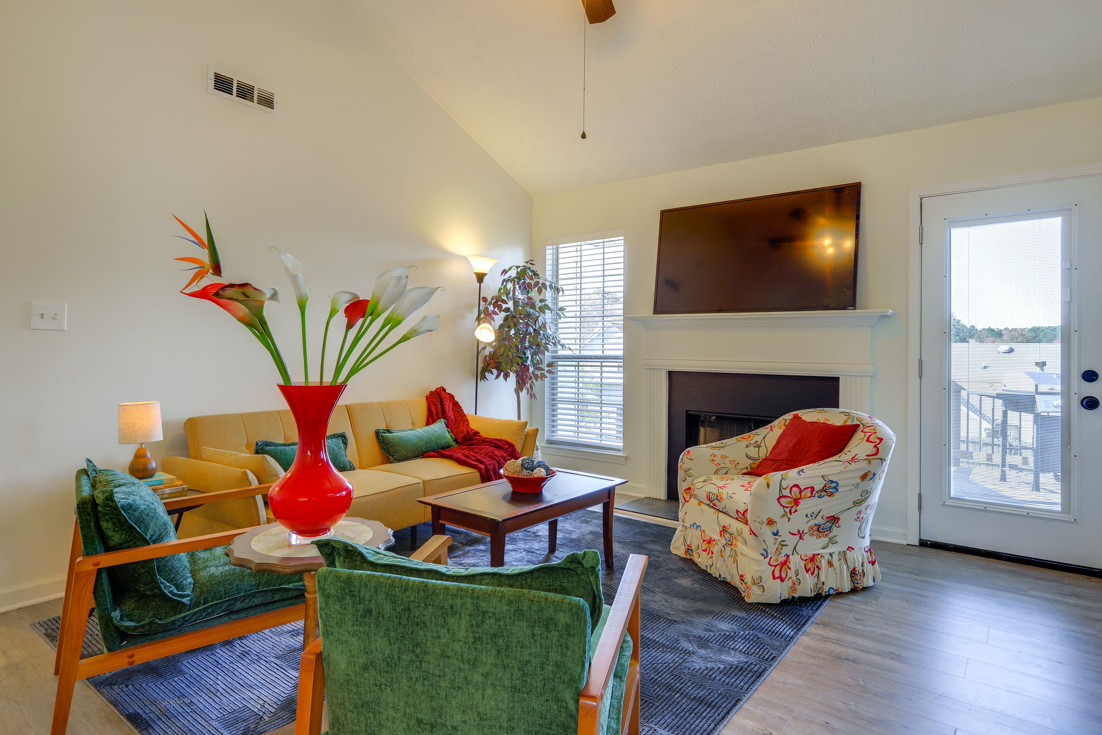 Living Room 1 | Upper Level | Full Sleeper Sofa | Wood-Burning Fireplace