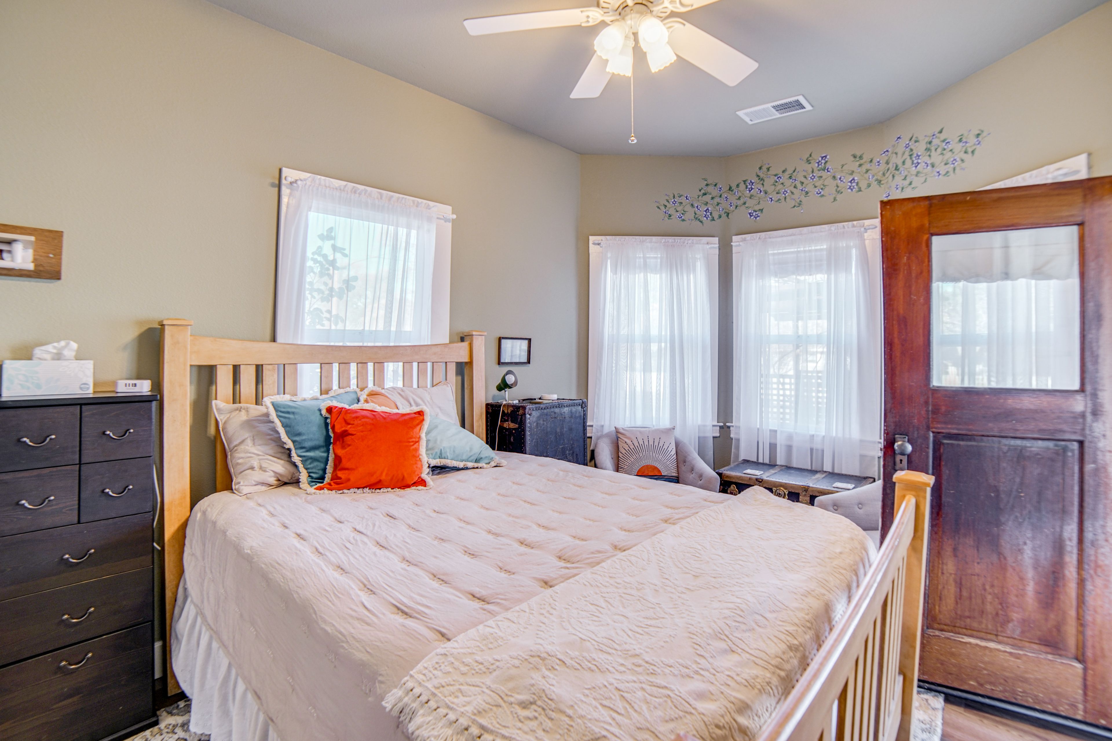 Bedroom 3 | Sunrise Room | Queen Bed | 1st Floor | Porch Access