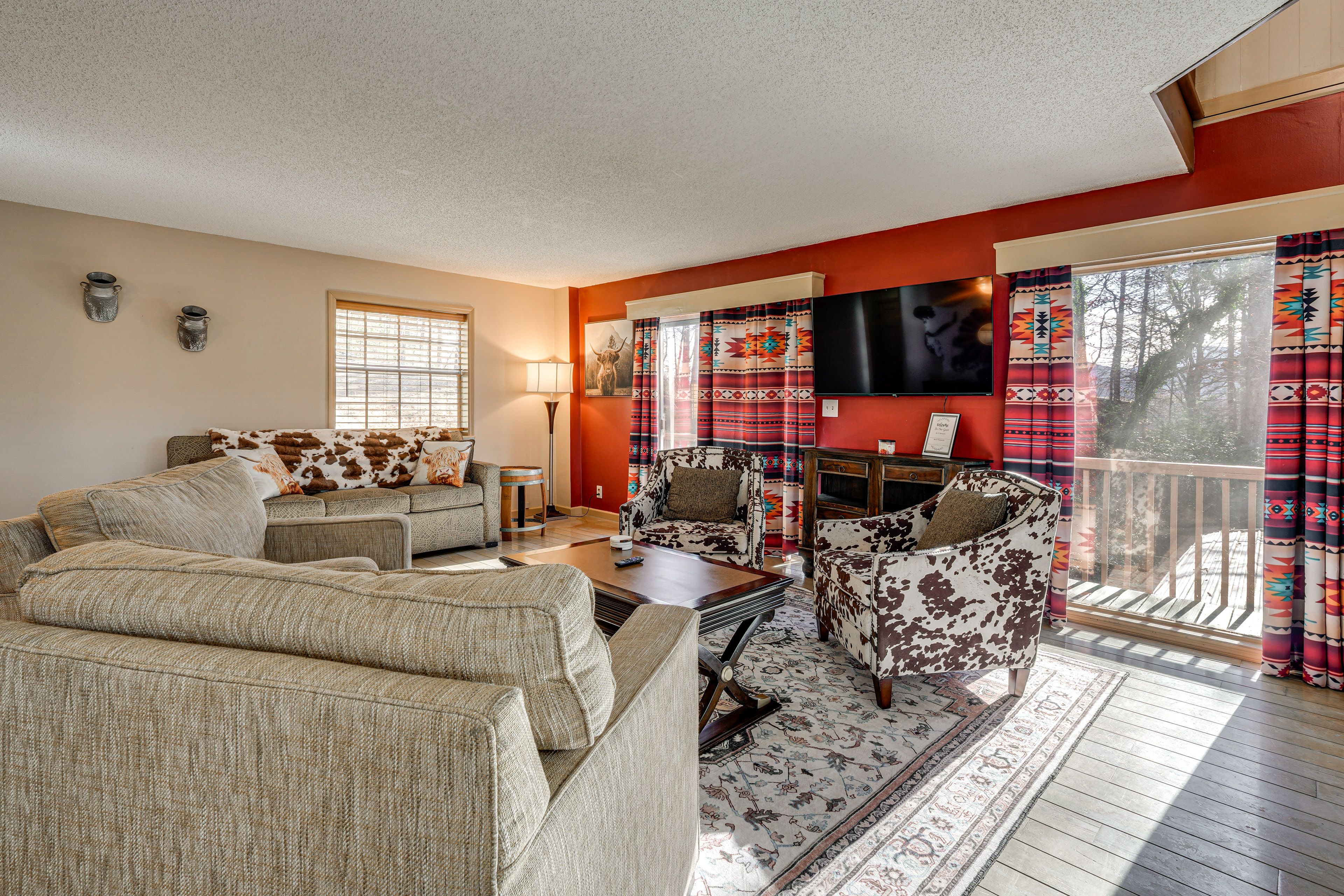 Living Room | Main Level | Smart TV | Wood-Burning Stove