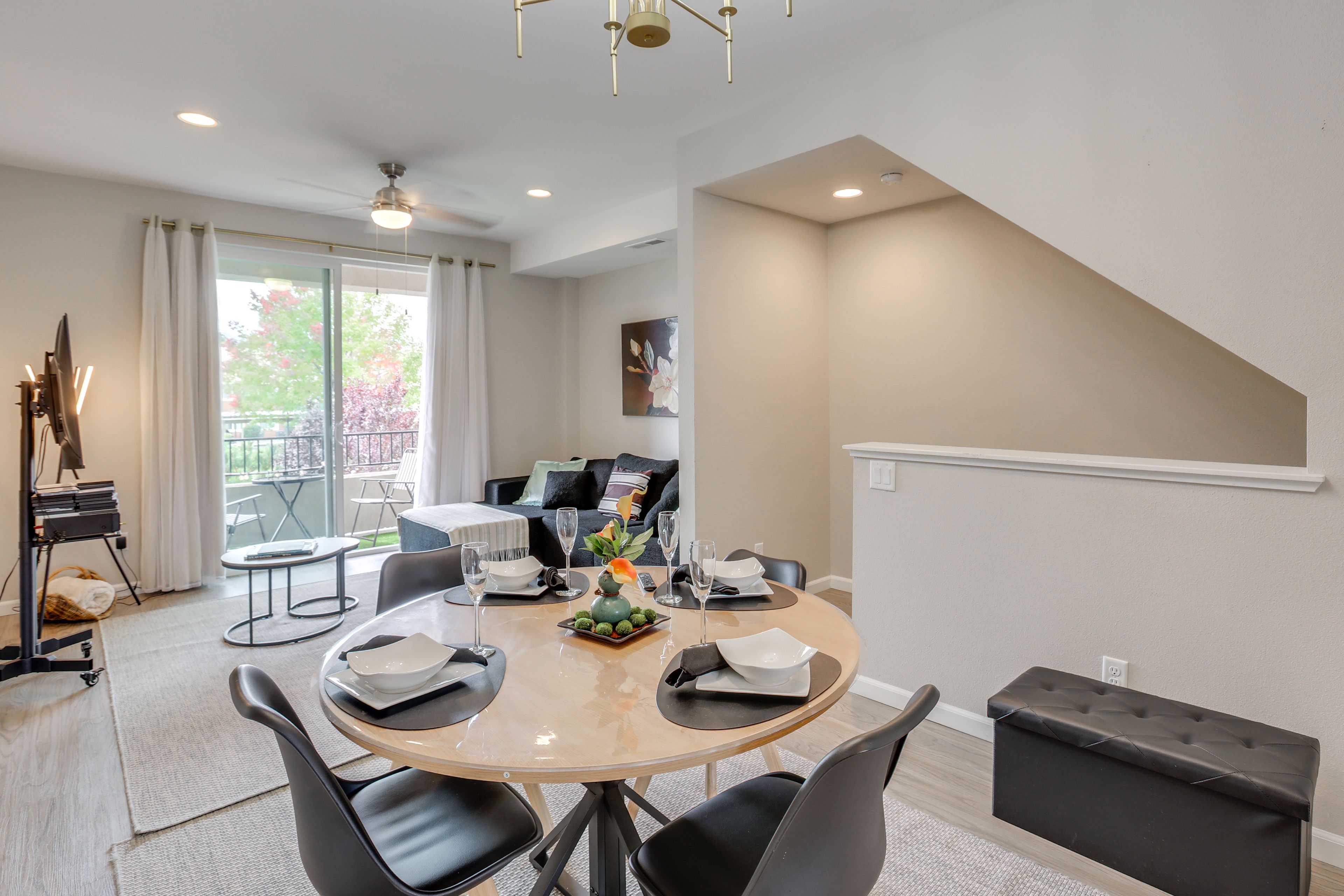 Living & Dining Area | 2nd Floor | Central A/C & Heat | Interior Stairs Required