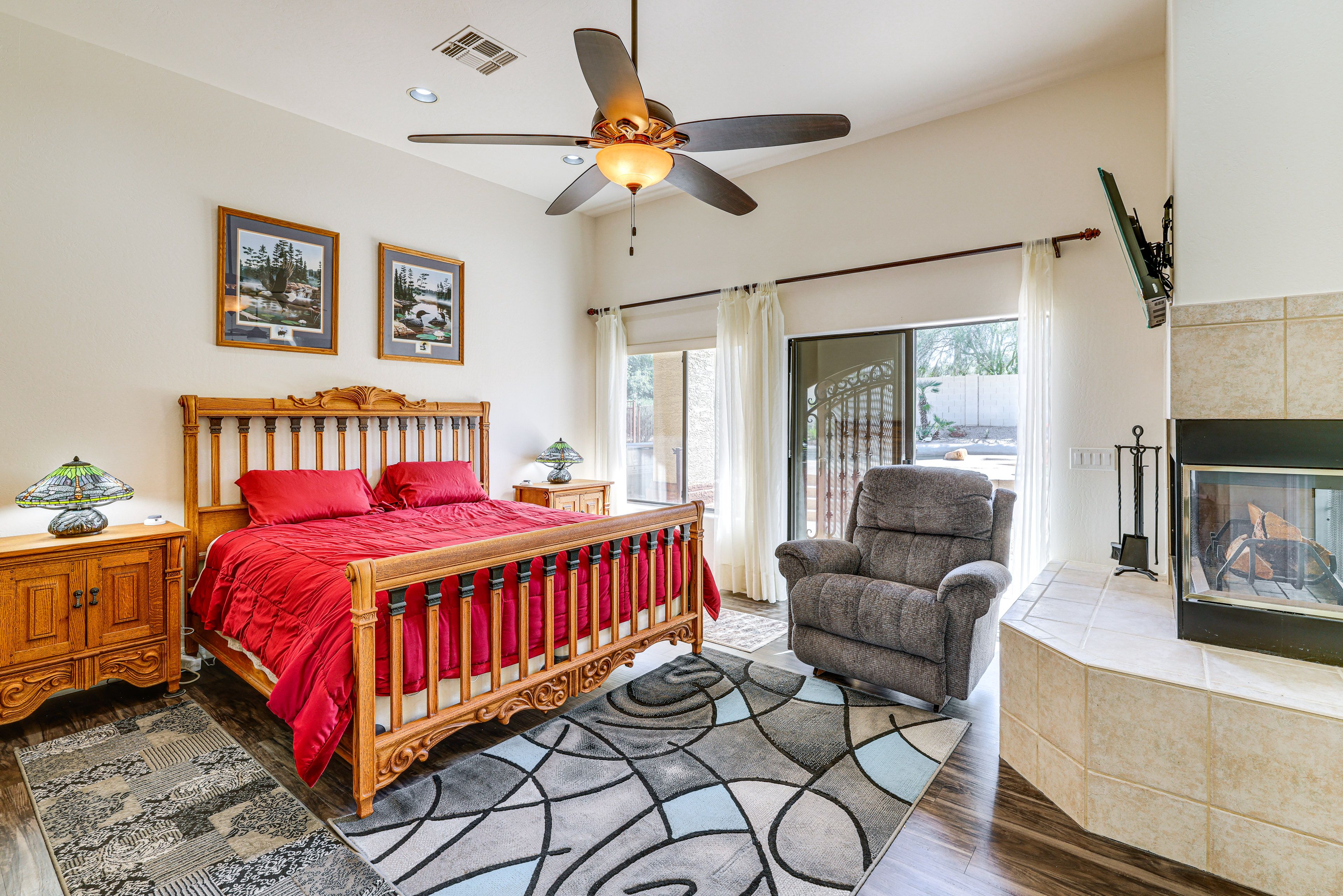 Bedroom 1 | King Bed | Wood-Burning Fireplace | Linens Provided