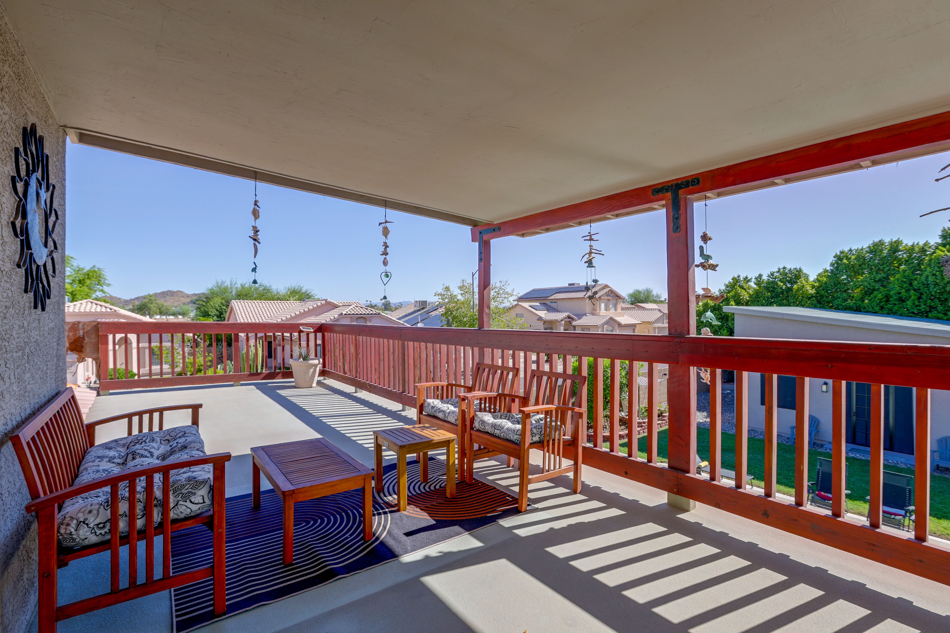 2nd-Story Deck | Seating Area | Mountain Views