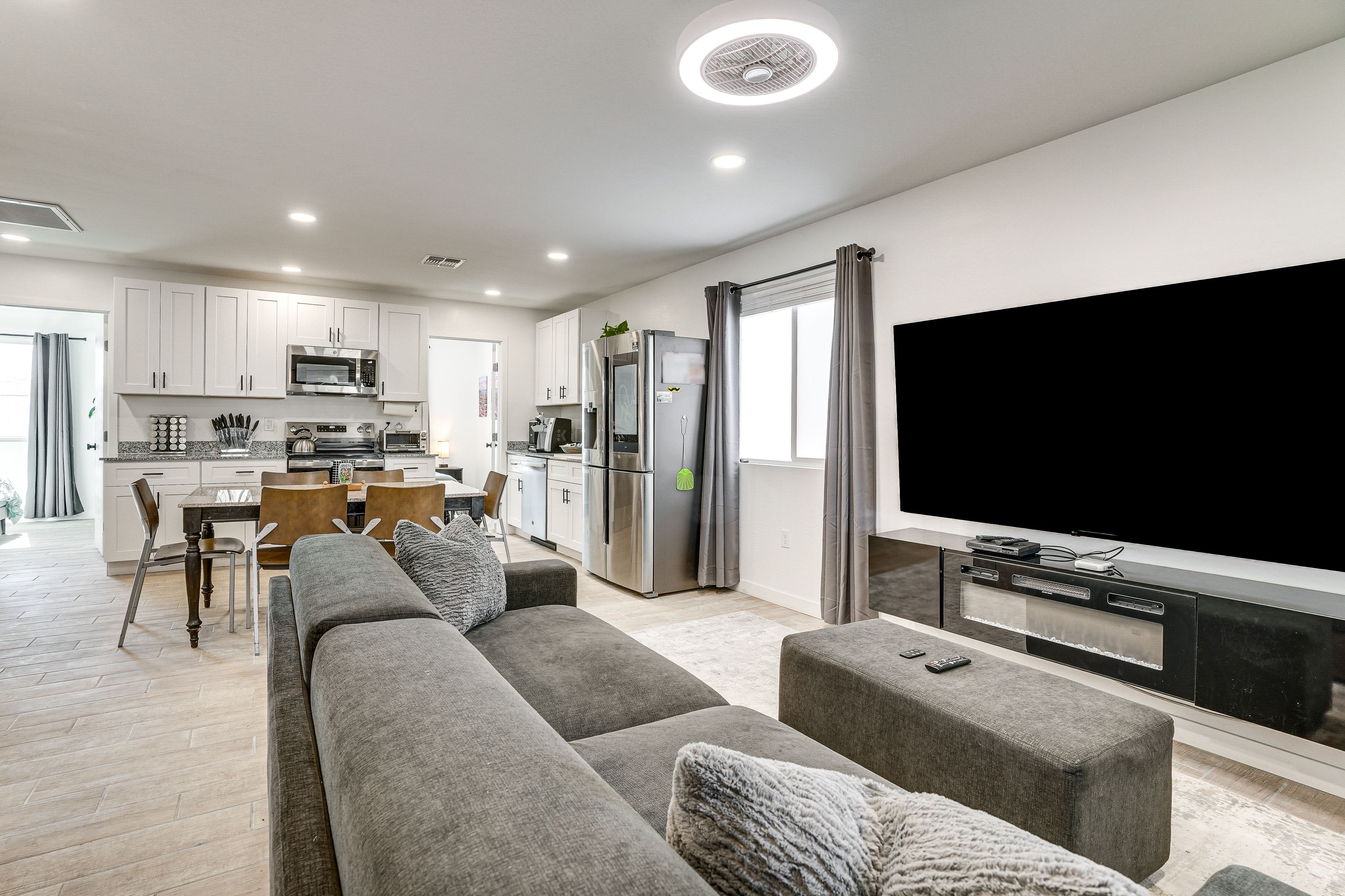 Living Room | Smart TV | Fireplace | Single-Story Home