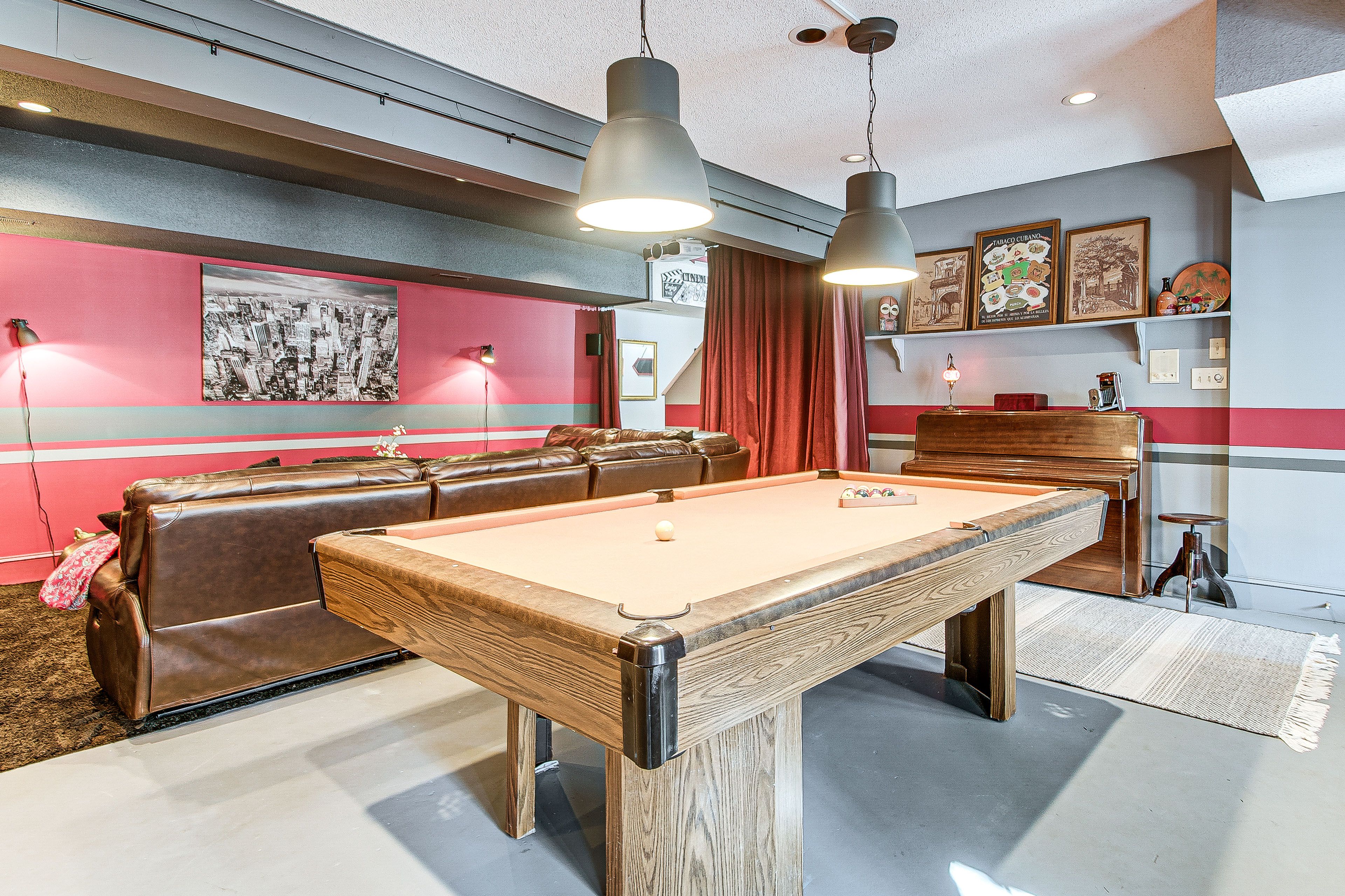 Game Room | Basement | Movie Projector | Piano | Pool Table