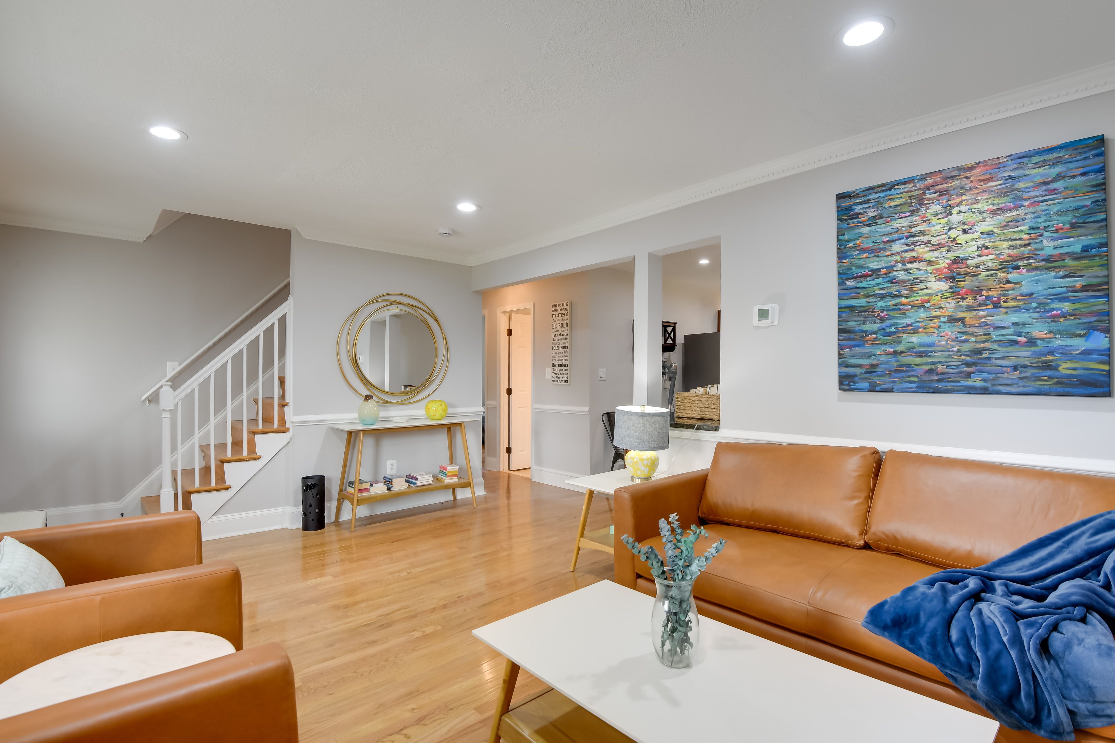 Living Room | Smart TV | Electric Fireplace | Books | 1st Floor