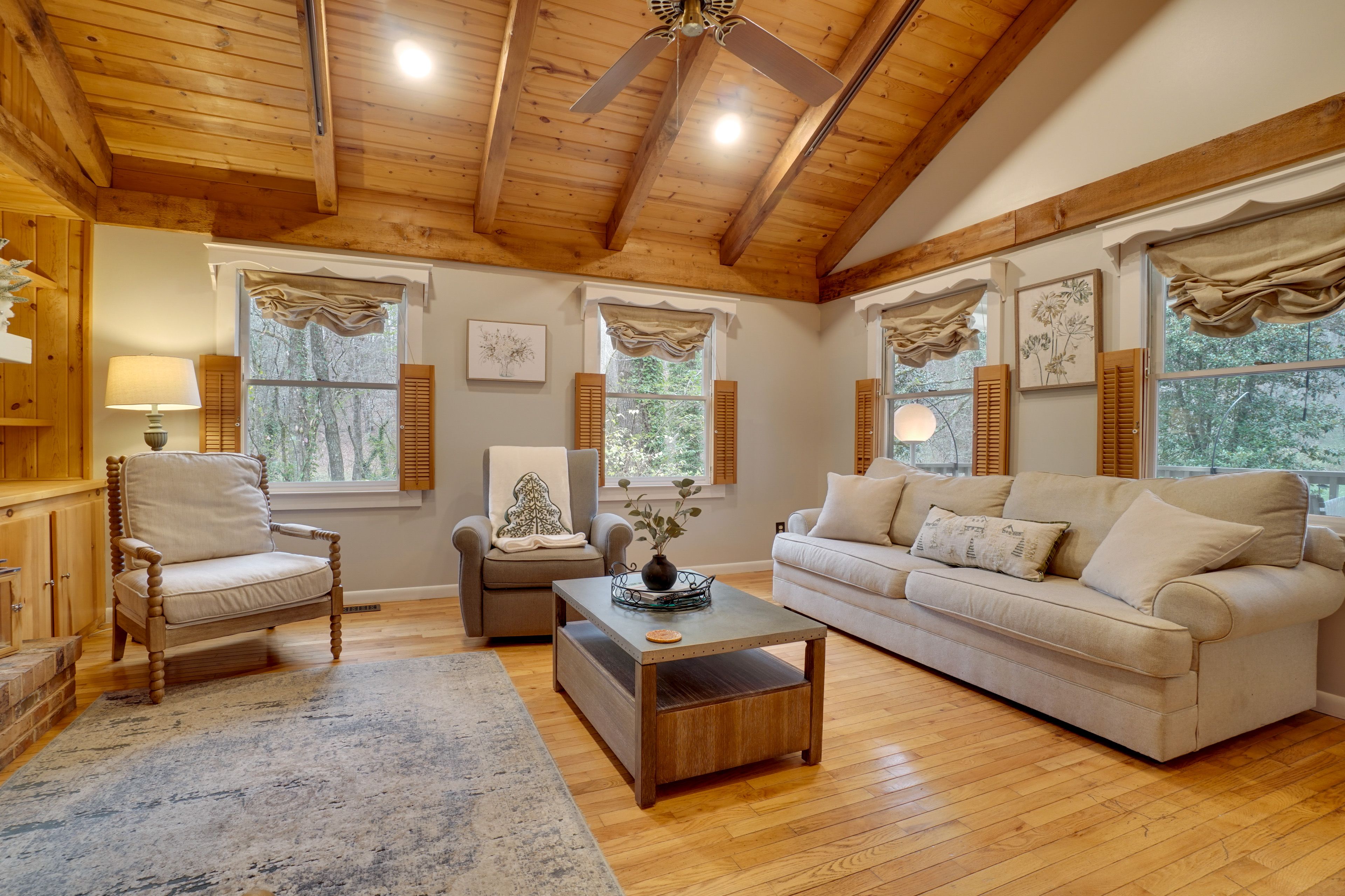 Living Room | 1st Floor | Central Heat & A/C | Free WiFi | Gas Fireplace