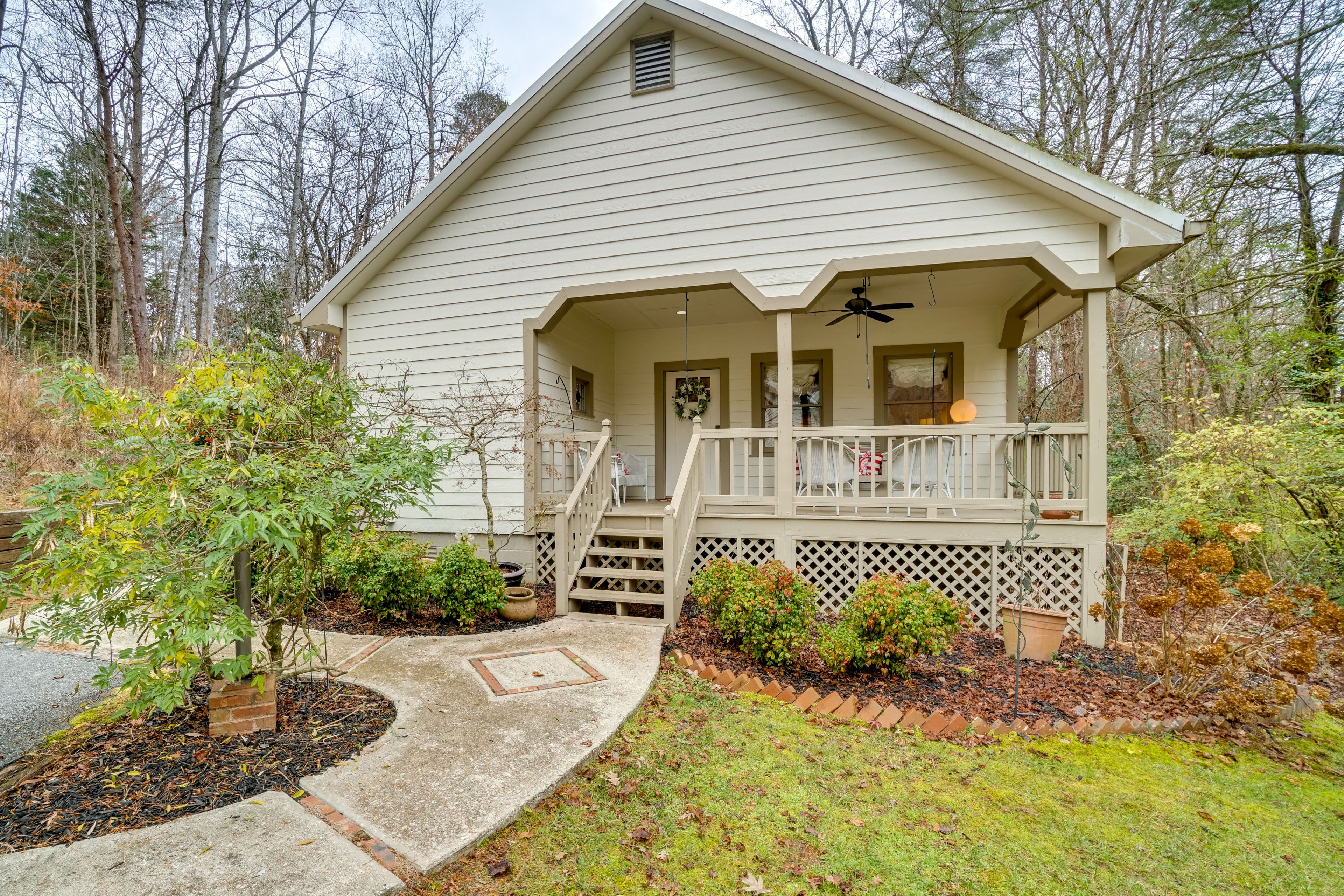 Exterior | Front Porch w/ Pull-Down Shades | Driveway (2 Vehicles)