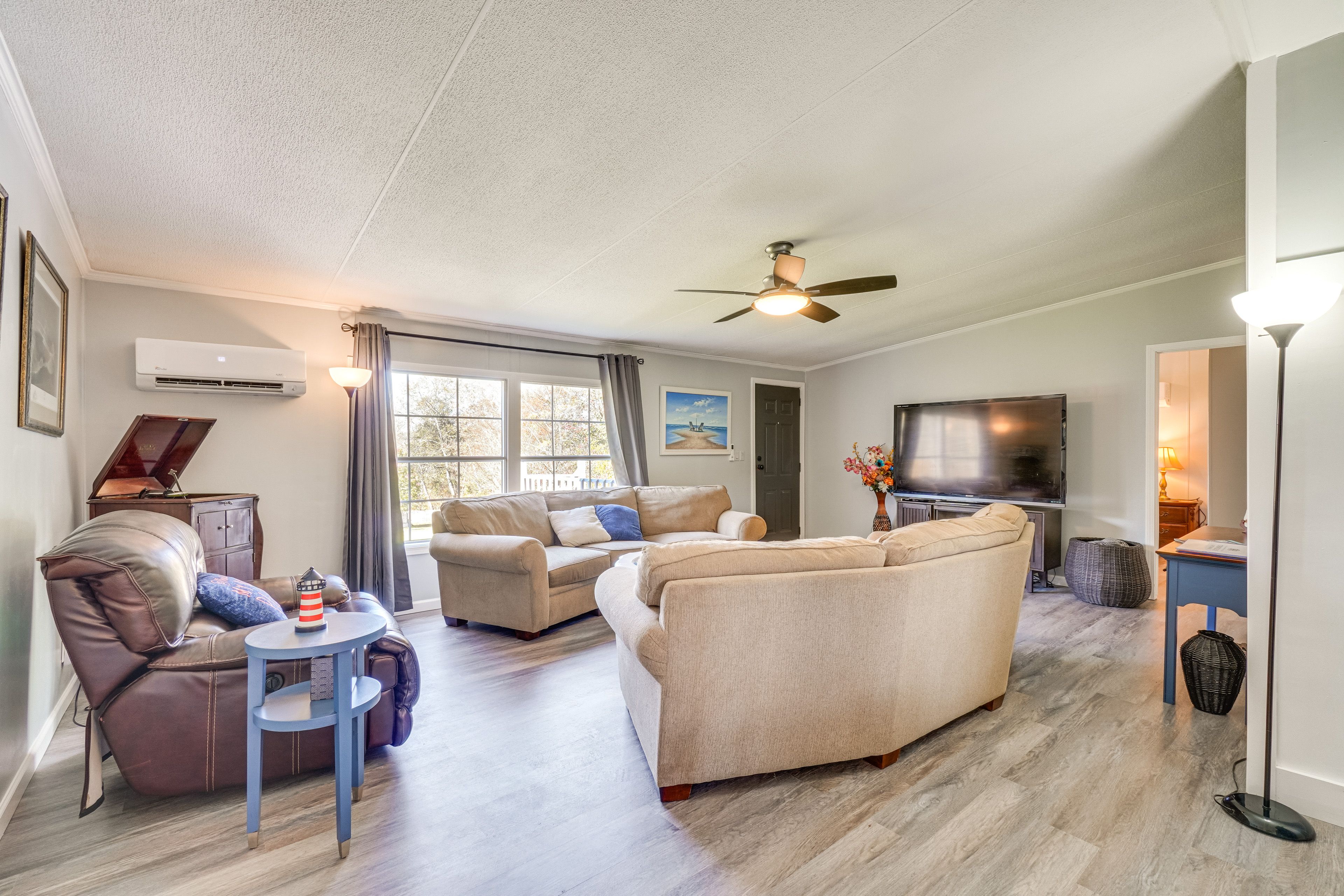 Living Room | Flat-Screen TV | Electric Fireplace | Central Heat & A/C