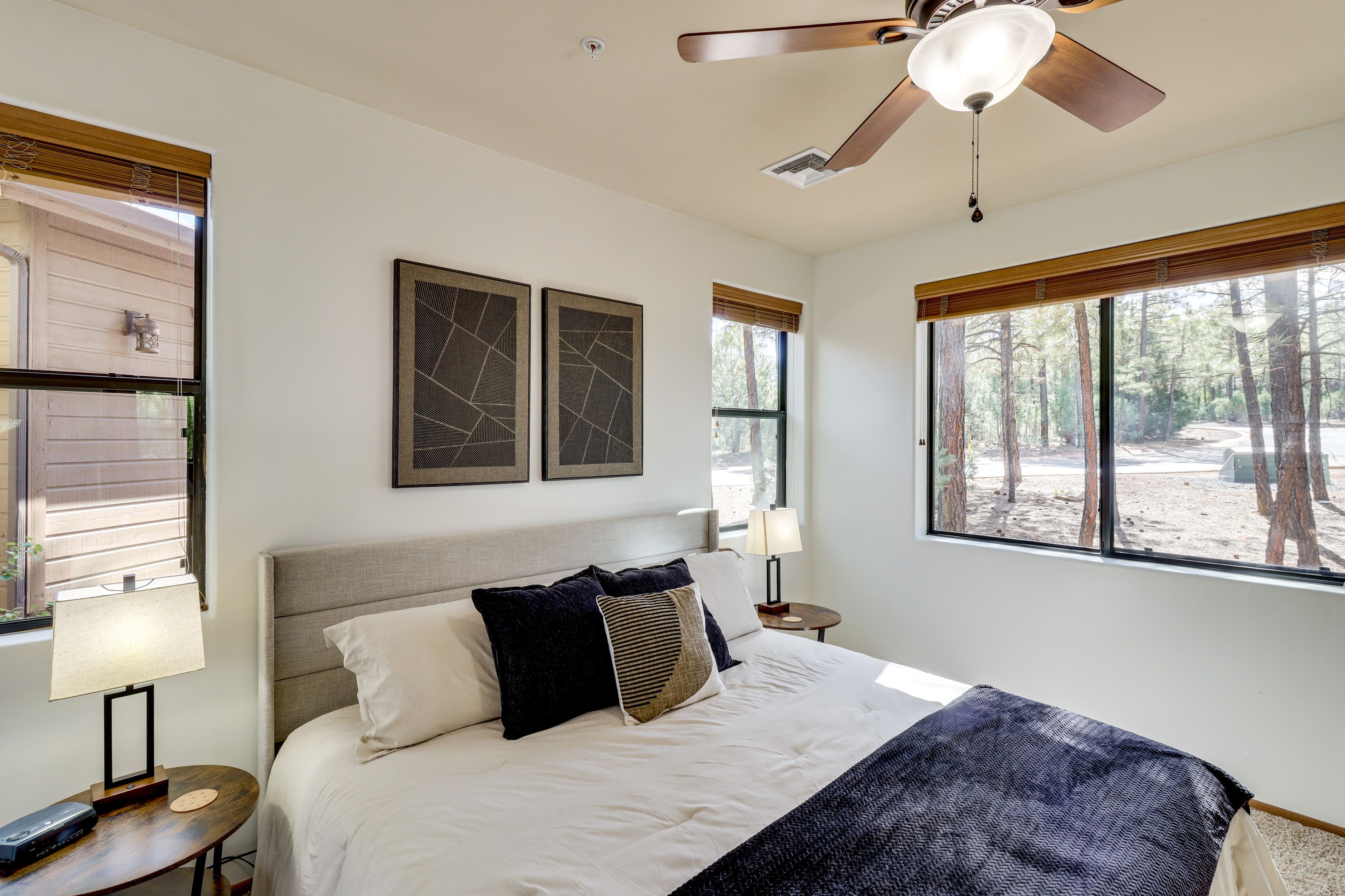 Bedroom 1 | King Bed | Electric Fireplace | Smart TV | En-Suite Bathroom