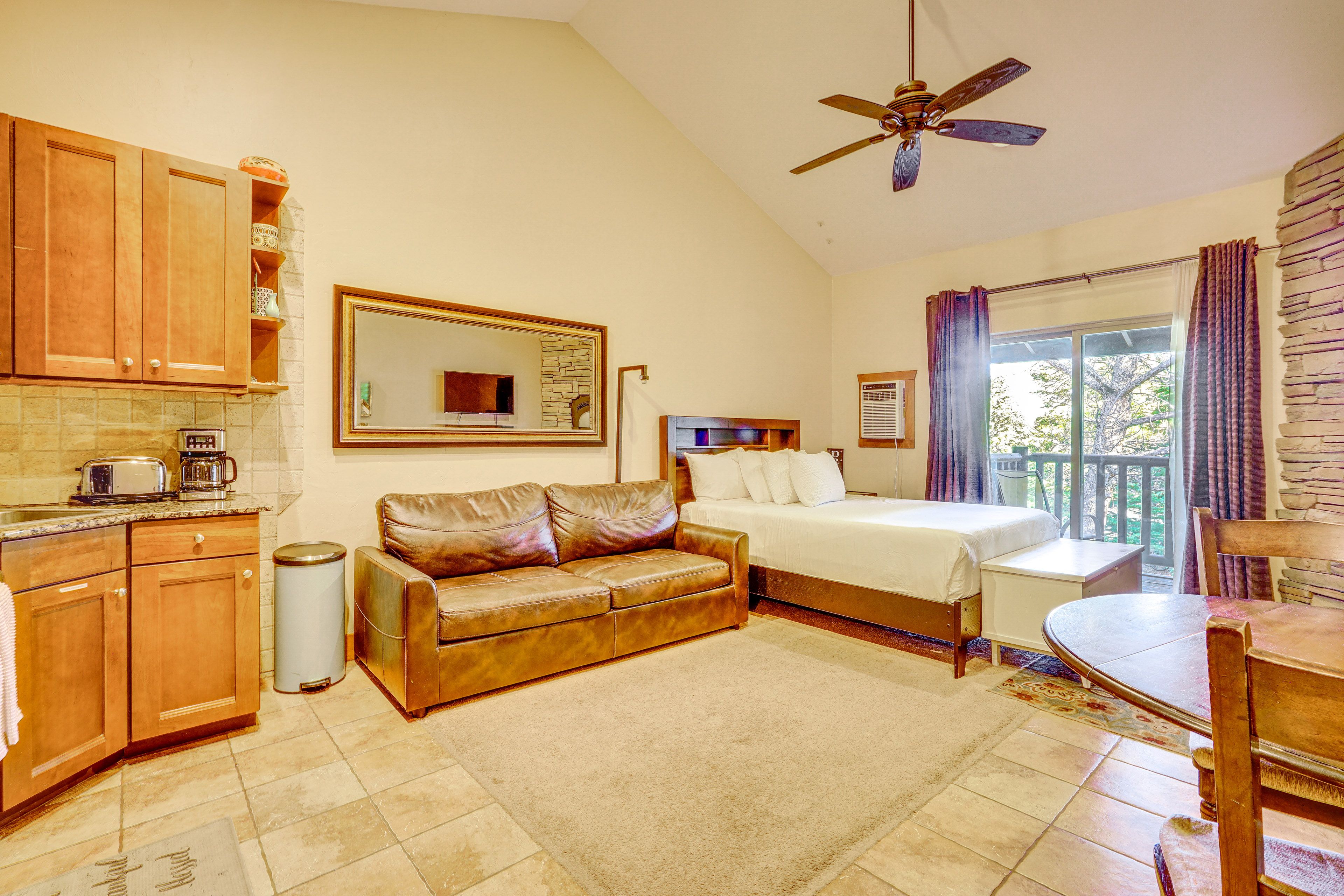 Studio | Queen Bed | Queen Sleeper Sofa | Smart TV | Electric Fireplace