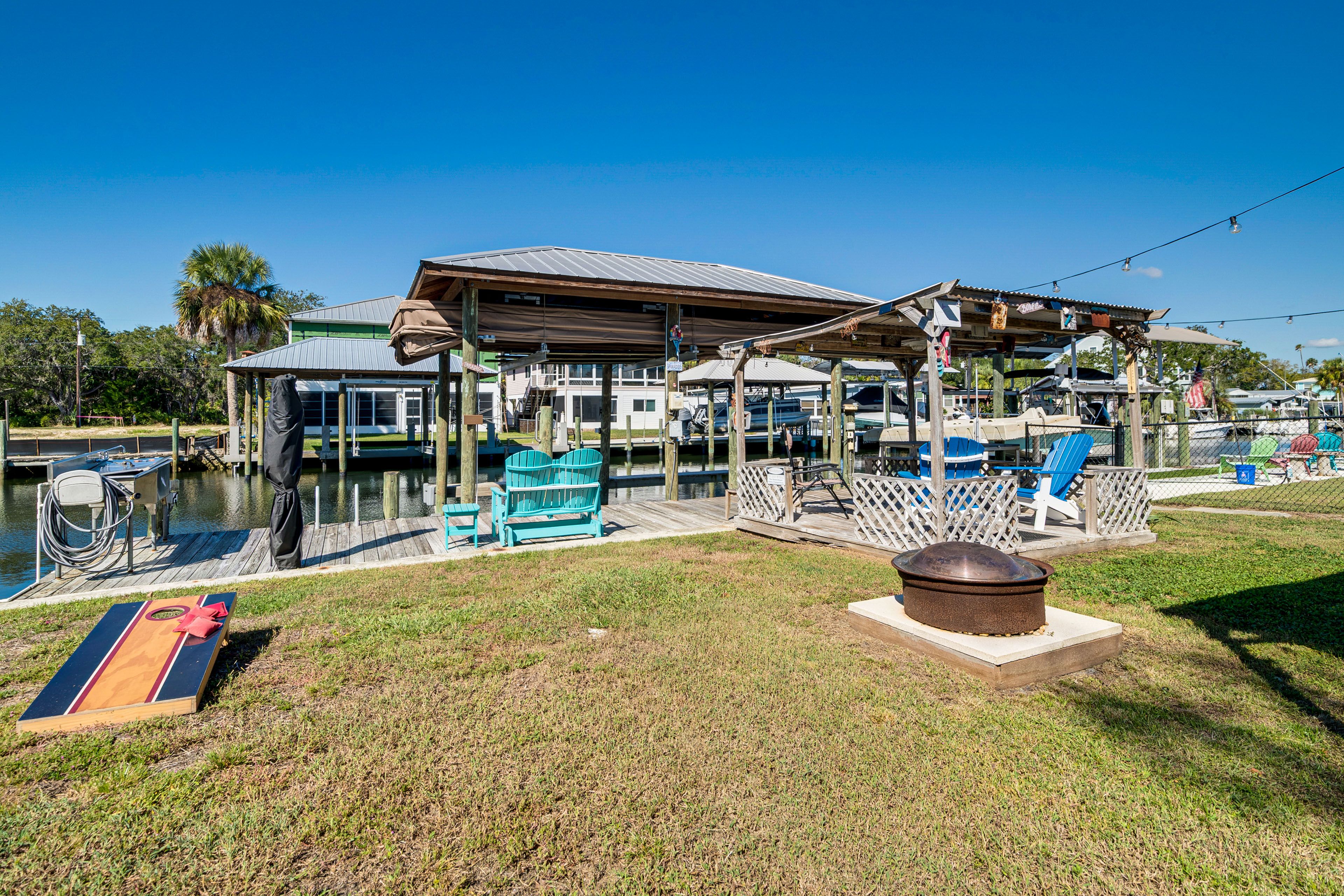 Canal-Front Yard | Wood-Burning Fire Pit | Cornhole
