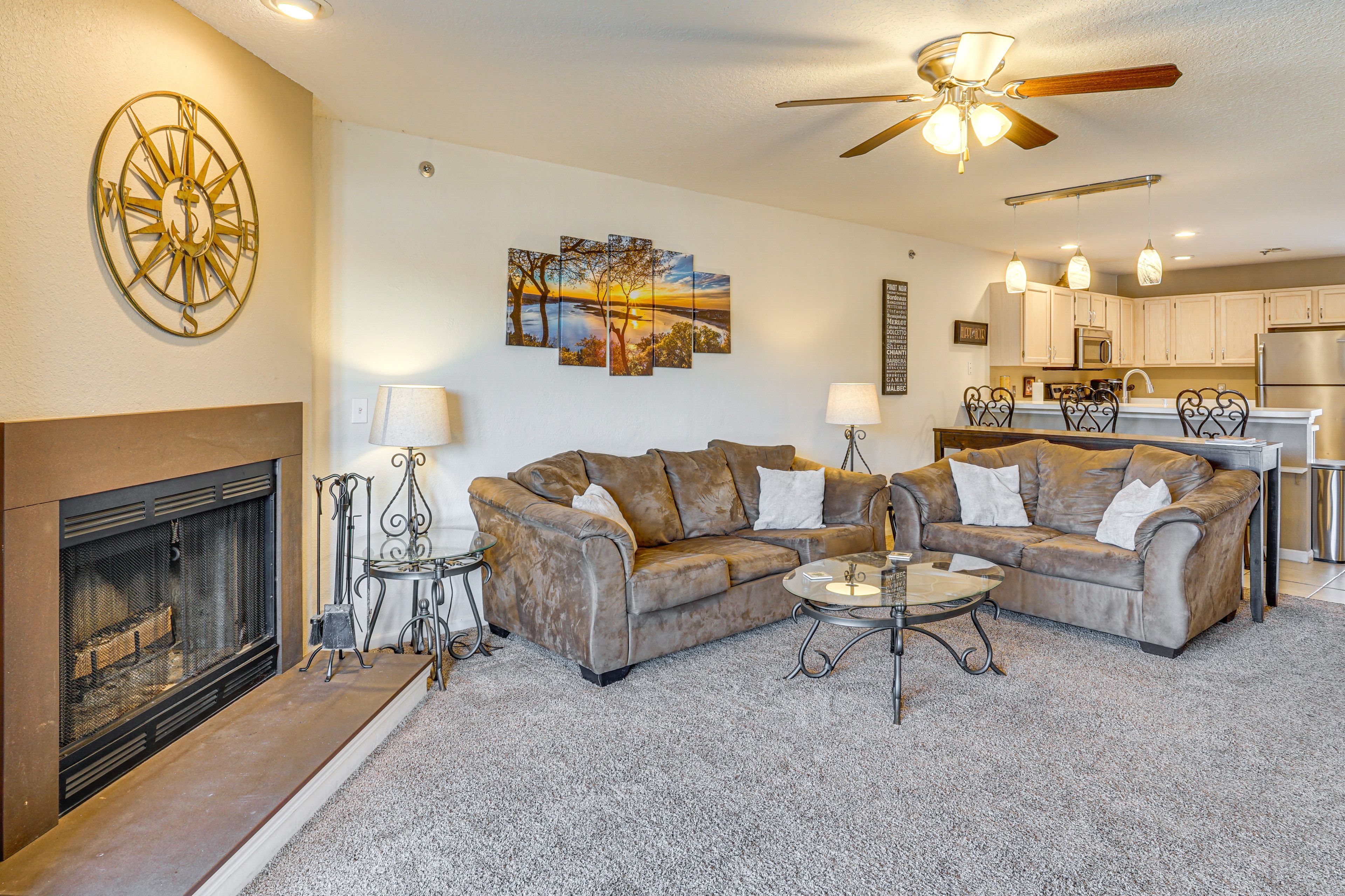 Living Room | Queen Sleeper Sofa | Wood-Burning Fireplace | Board Games