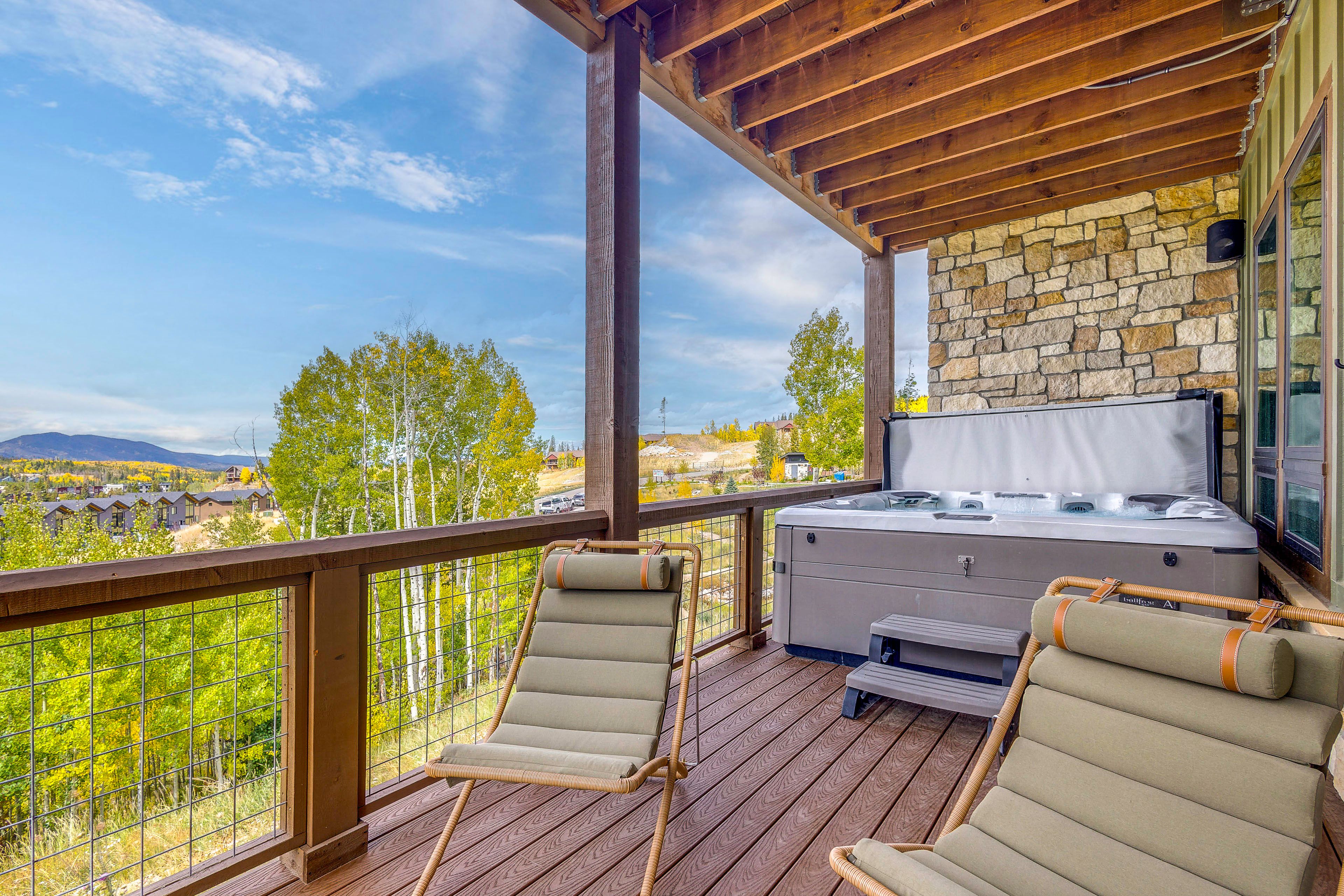 Lower Balcony | Private Hot Tub | Mountain Views