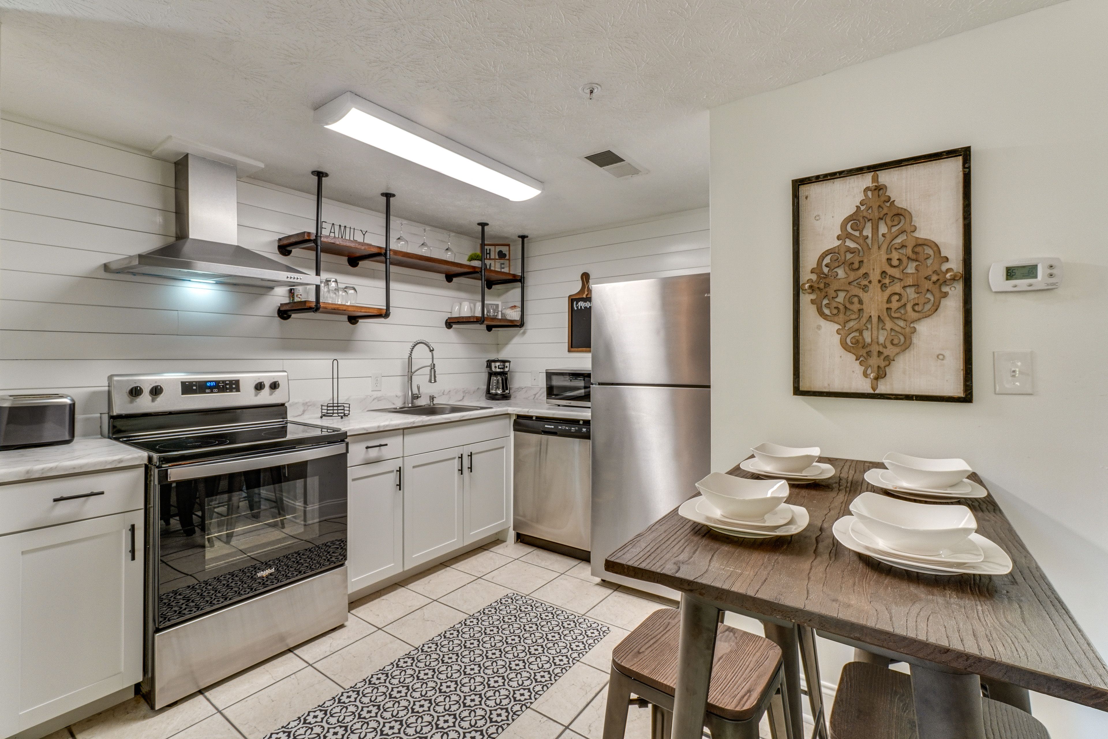 Kitchen & Dining Area | Central A/C & Heating