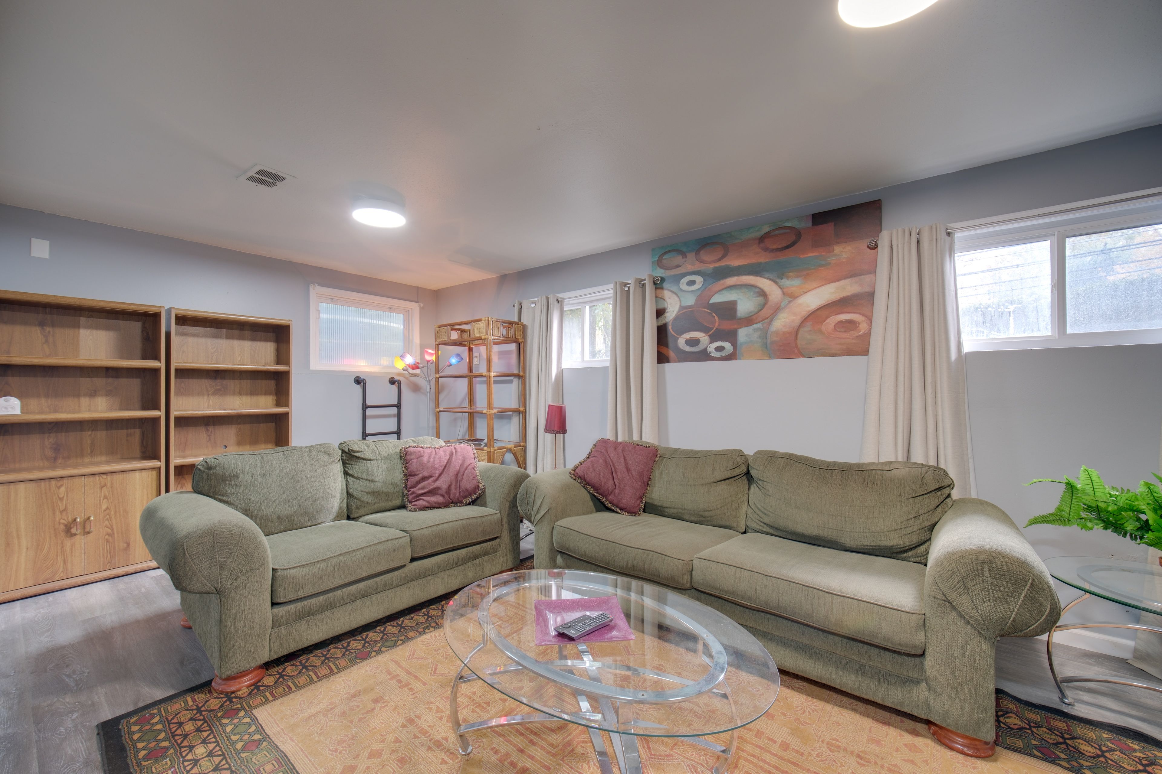 Lower Level Living Room | Washer & Dryer