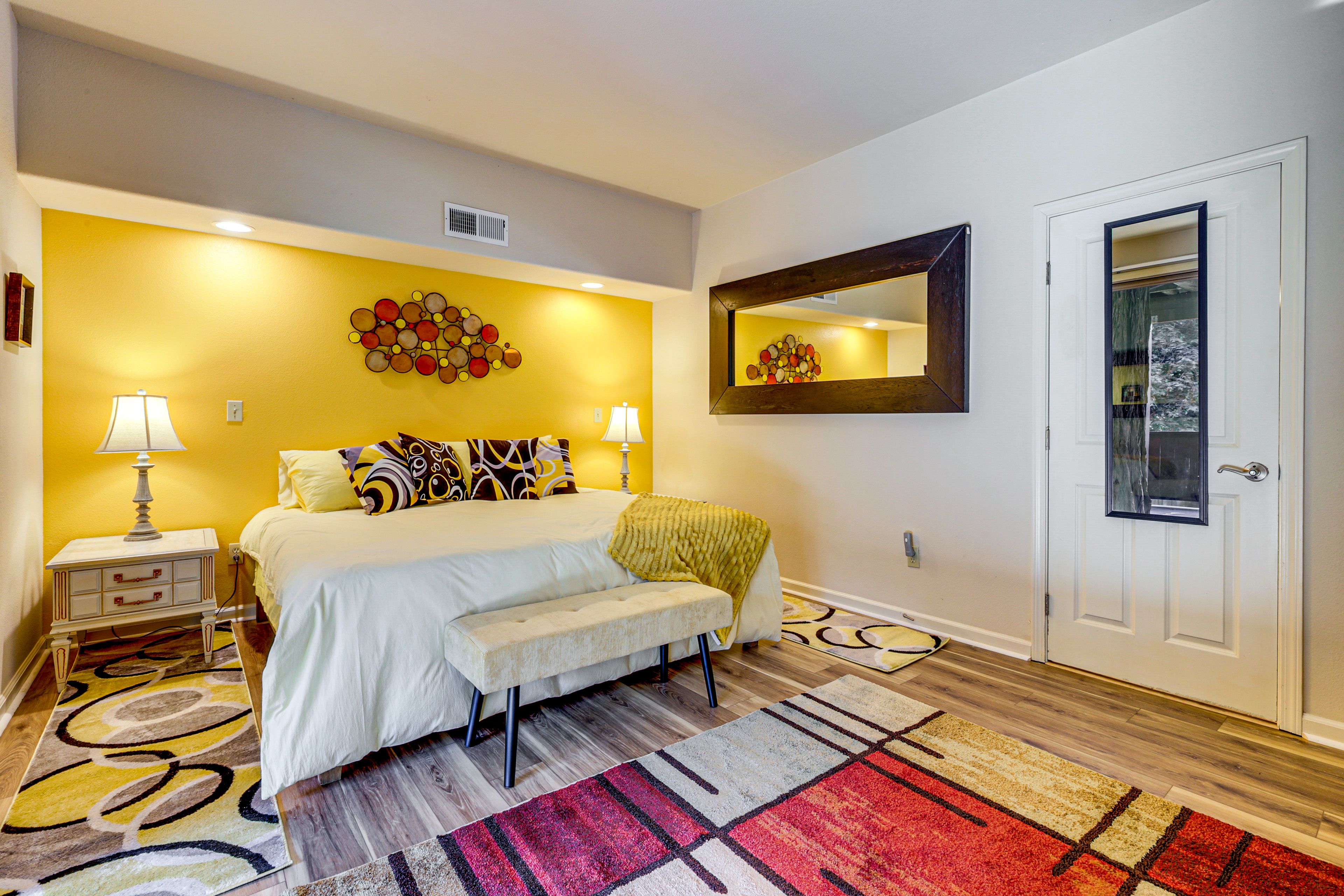 Bedroom 1 | 1st Floor | King Bed | Deck Access | Linens Provided