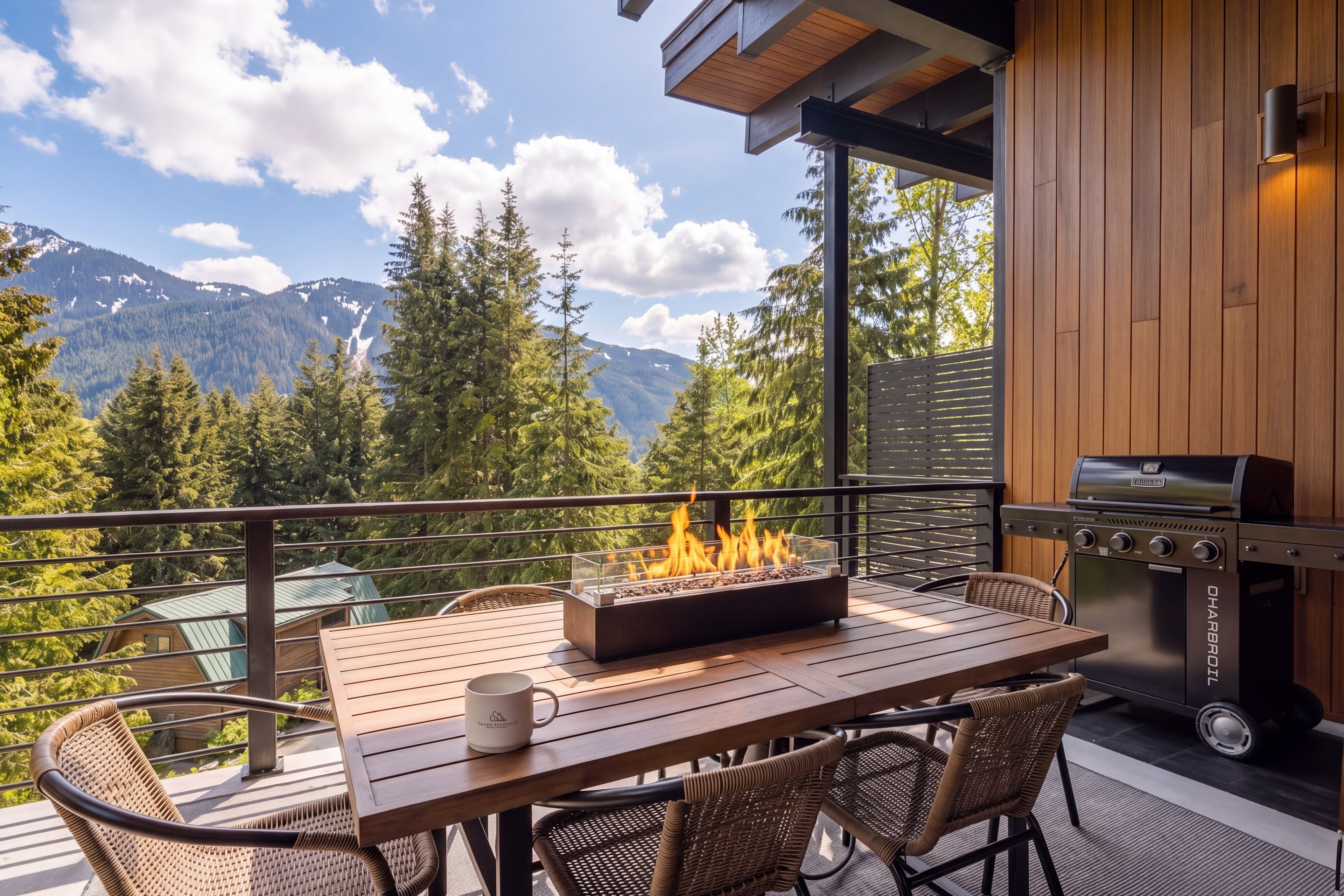 Private Balcony | Fire Pit & Seating | Mountain Views