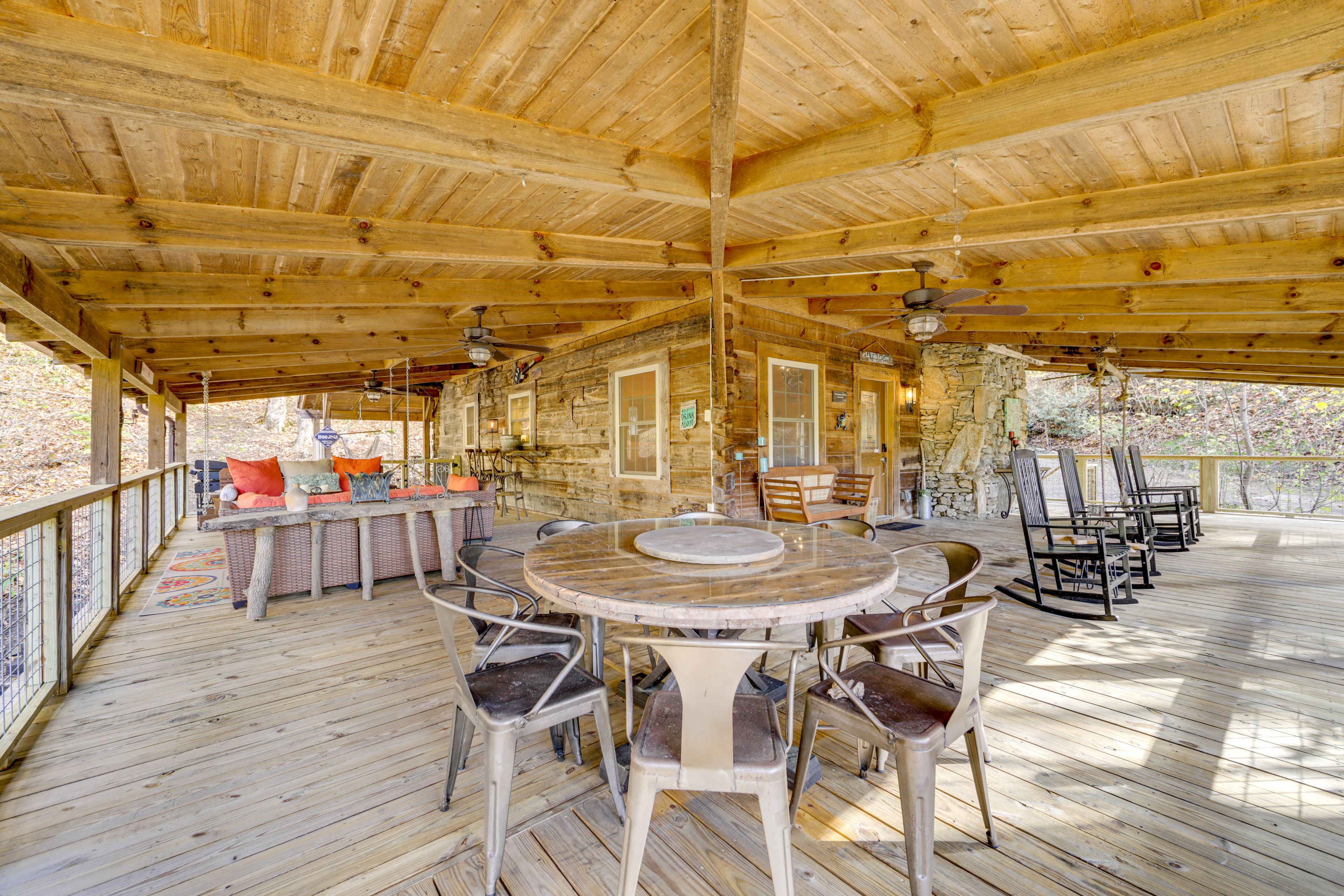 Wraparound Deck | Bar | Gas & Charcoal Grills | Mountain & Creekside Views