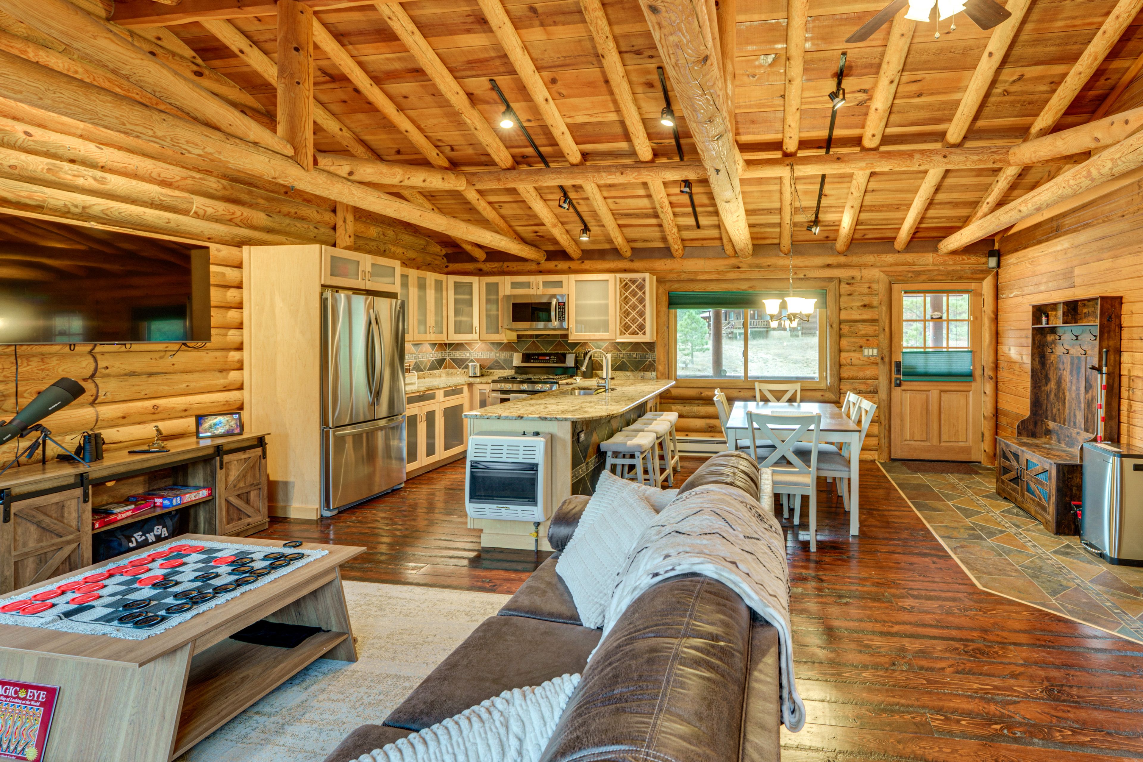 Interior | Mountain & Forested Views | Games | Main Level