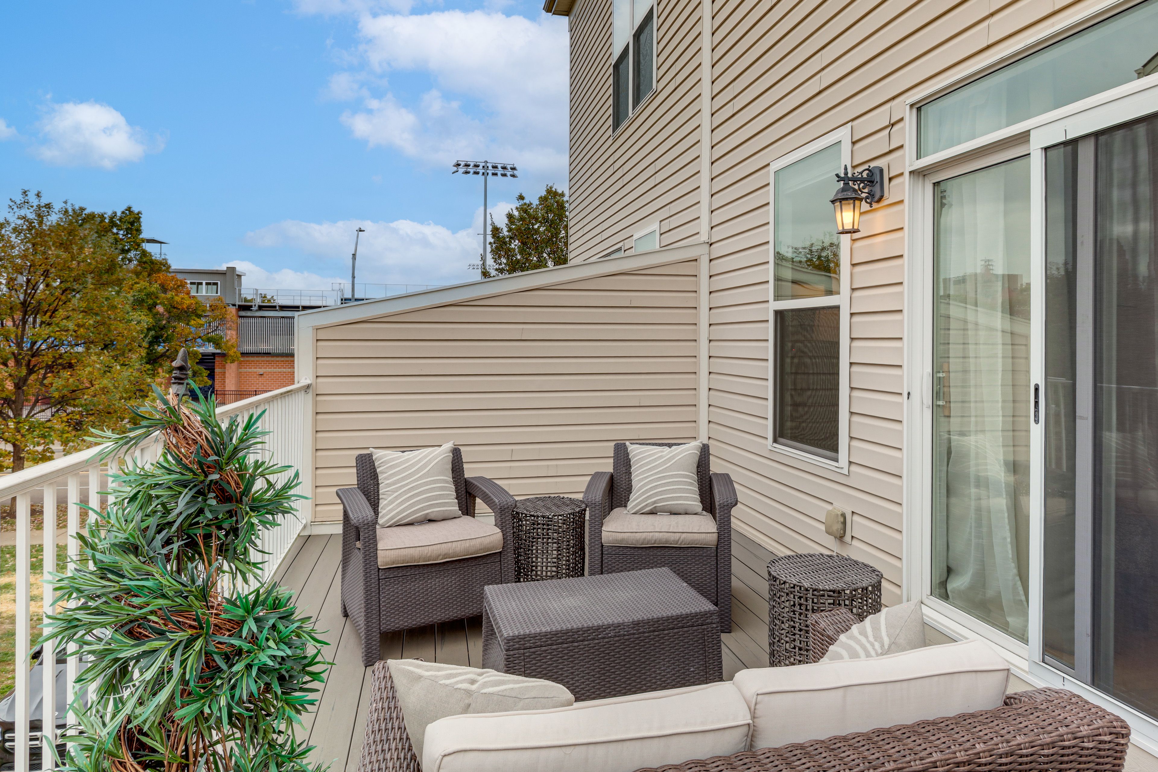 Townhome Exterior | Furnished Deck