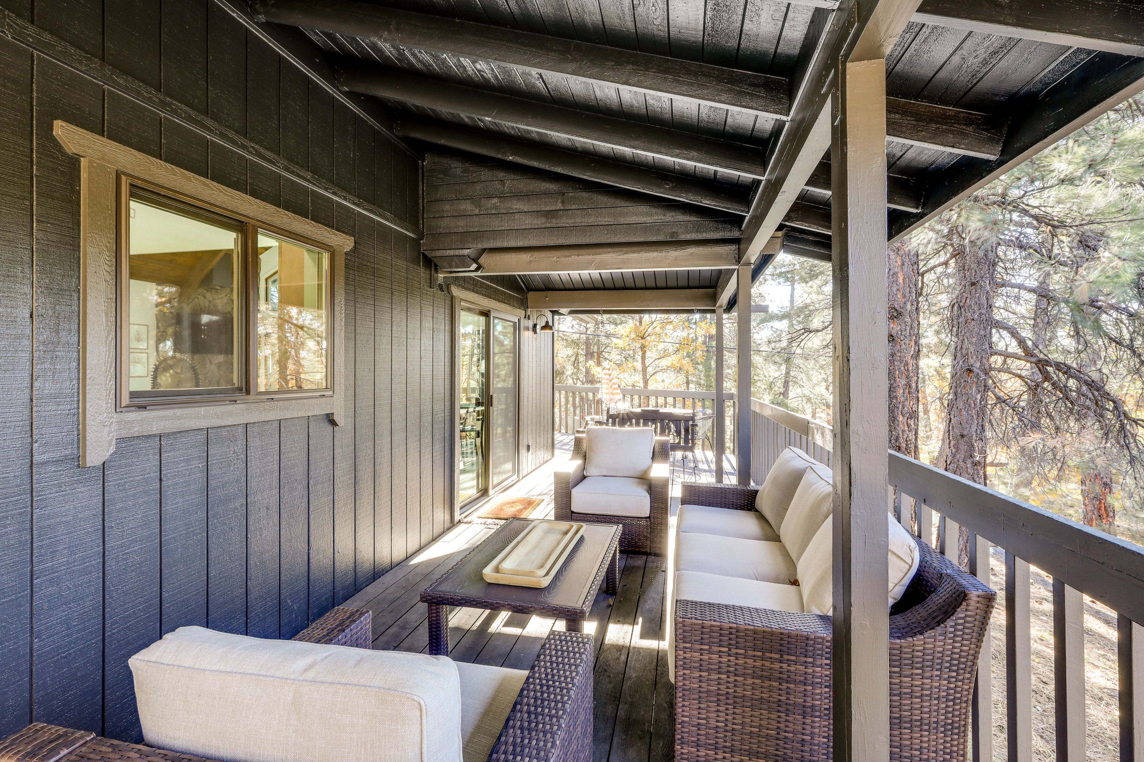 Wraparound Deck | Scenic Forest Setting | 2-Story Cabin