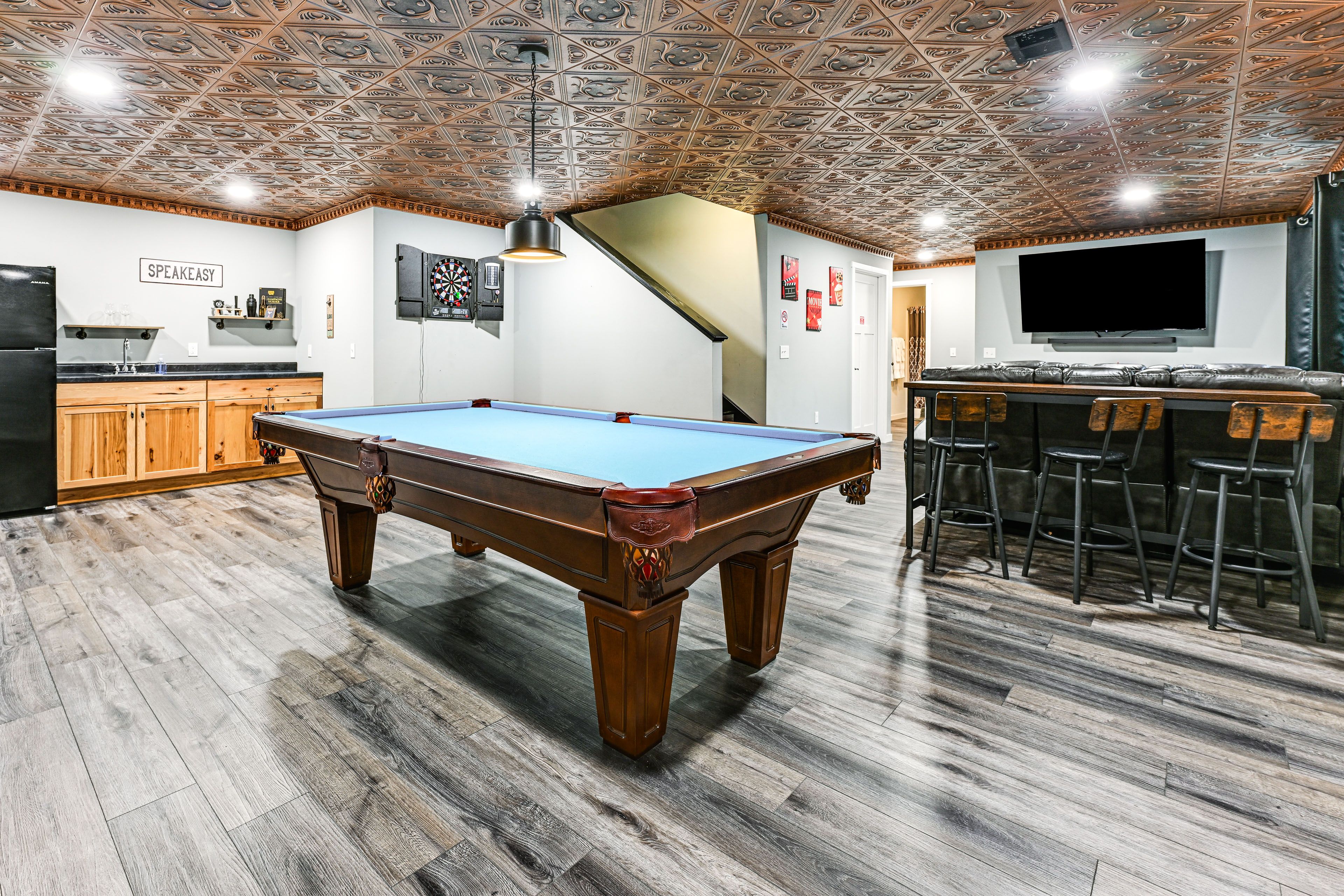Game Room | Pool Table | Dartboard | Wet Bar w/ Fridge | Theater-Style Recliners