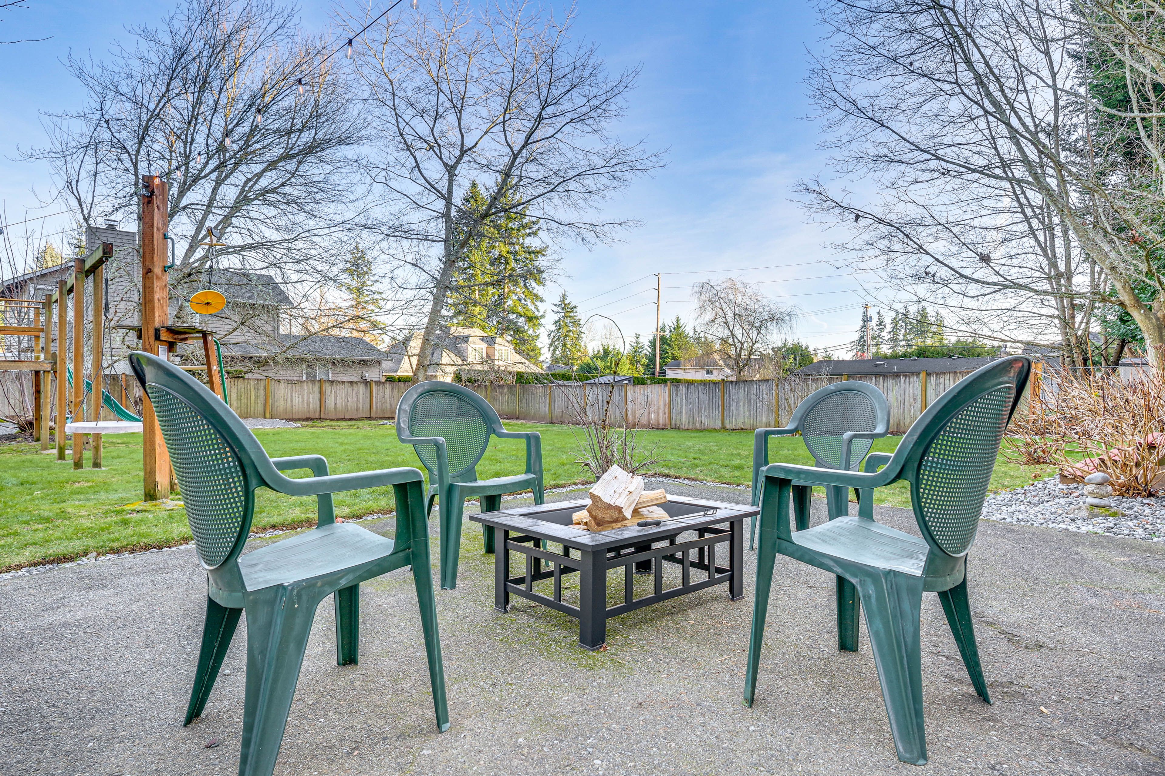 Fenced Backyard | Playset | Fire Pit