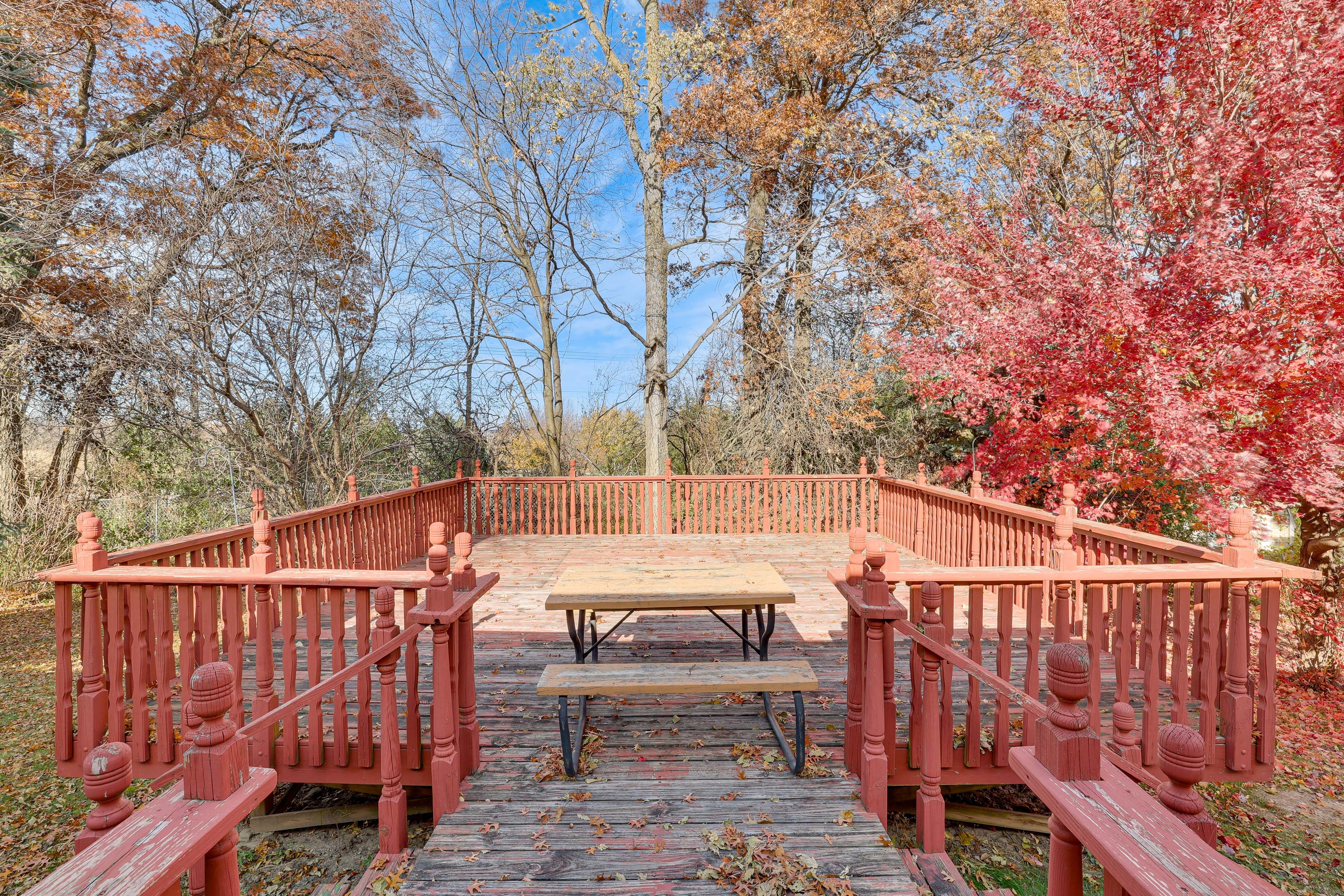 House Exterior | Large Deck w/ Picnic Table