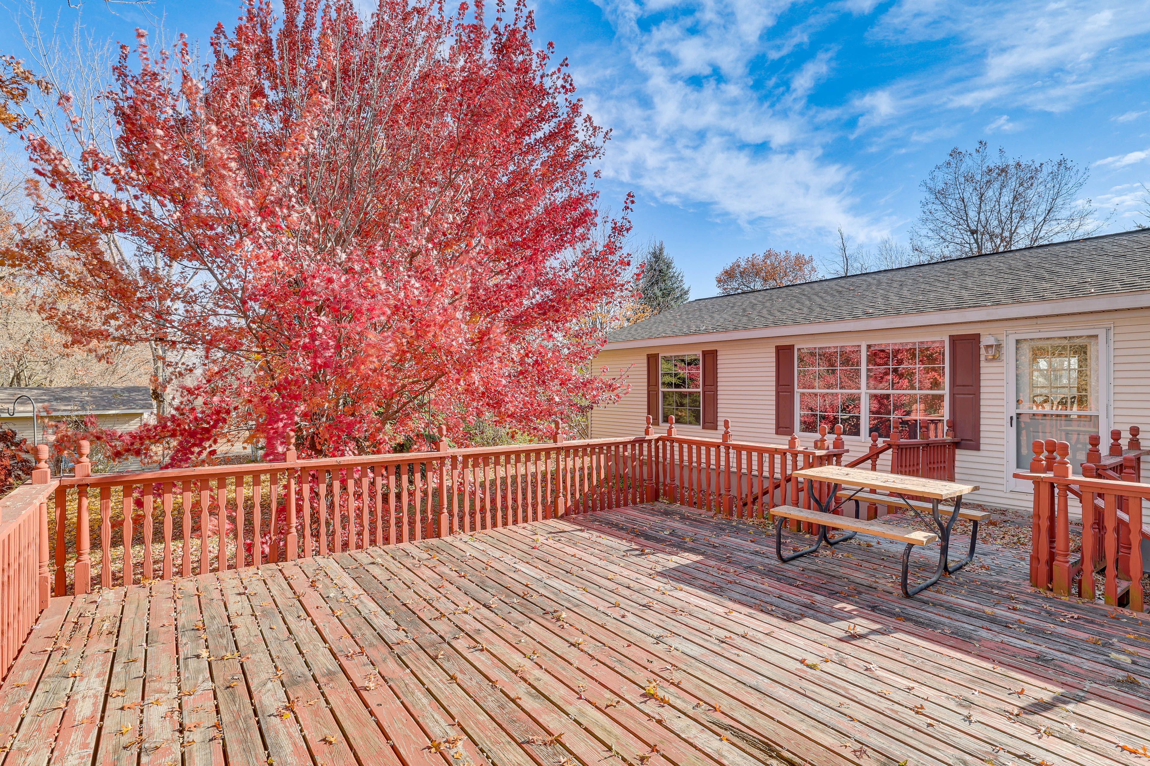 House Exterior | Large Deck w/ Picnic Table