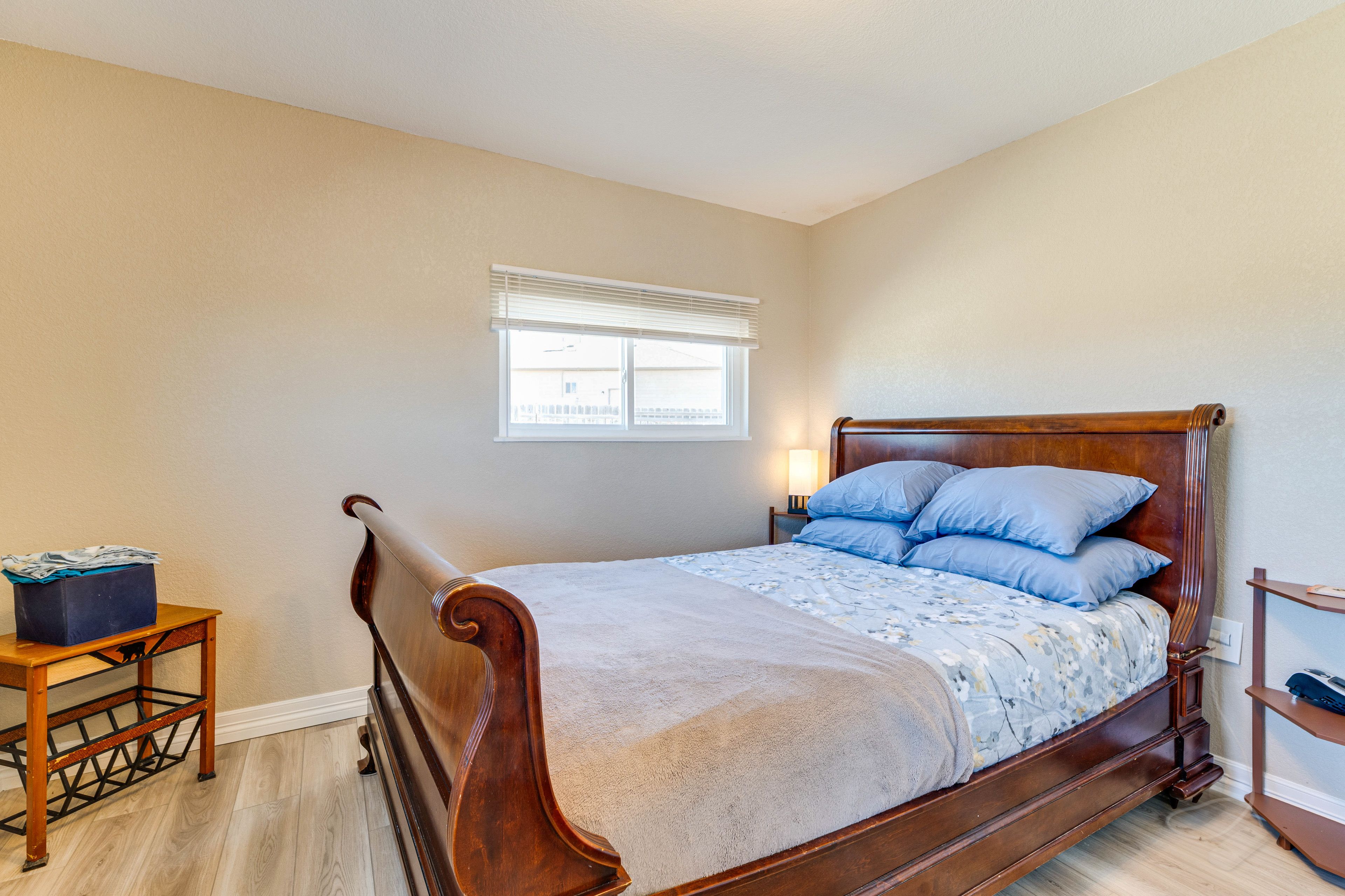 Bedroom 1 | Queen Bed | Linens Provided | Dedicated Workspace Area