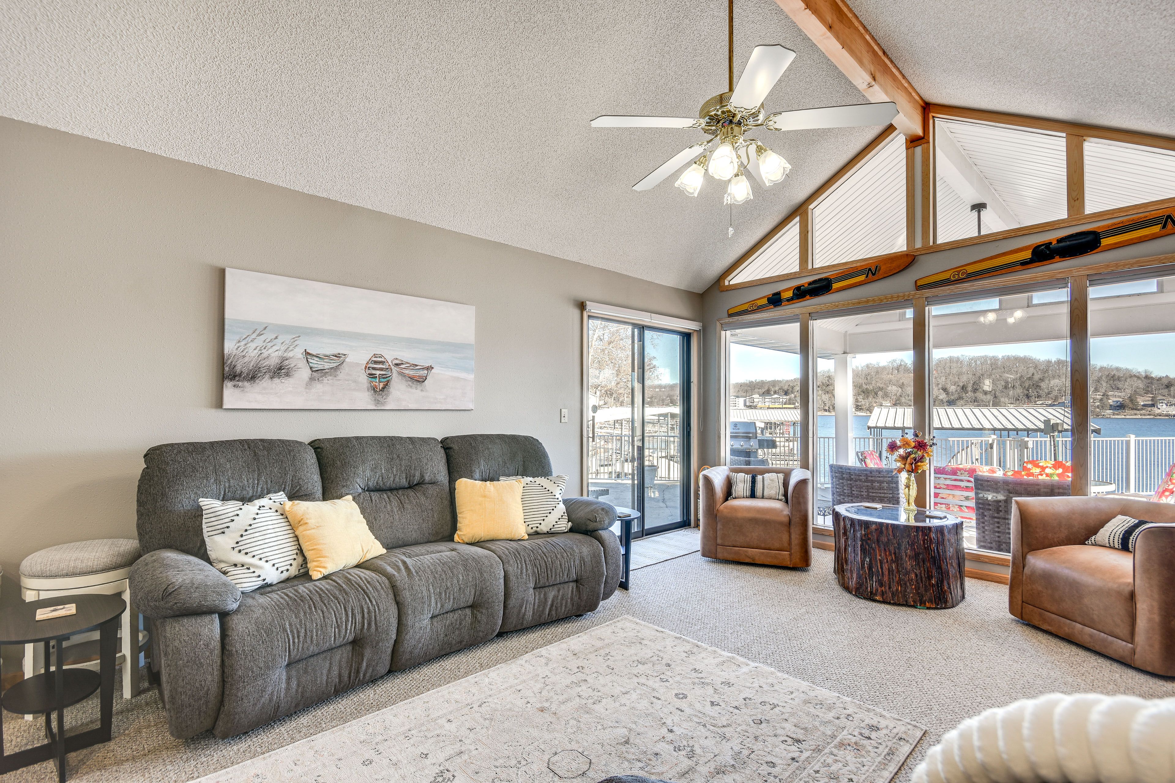 Living Room | Single-Story Home | Smart TV | Decorative Fireplace