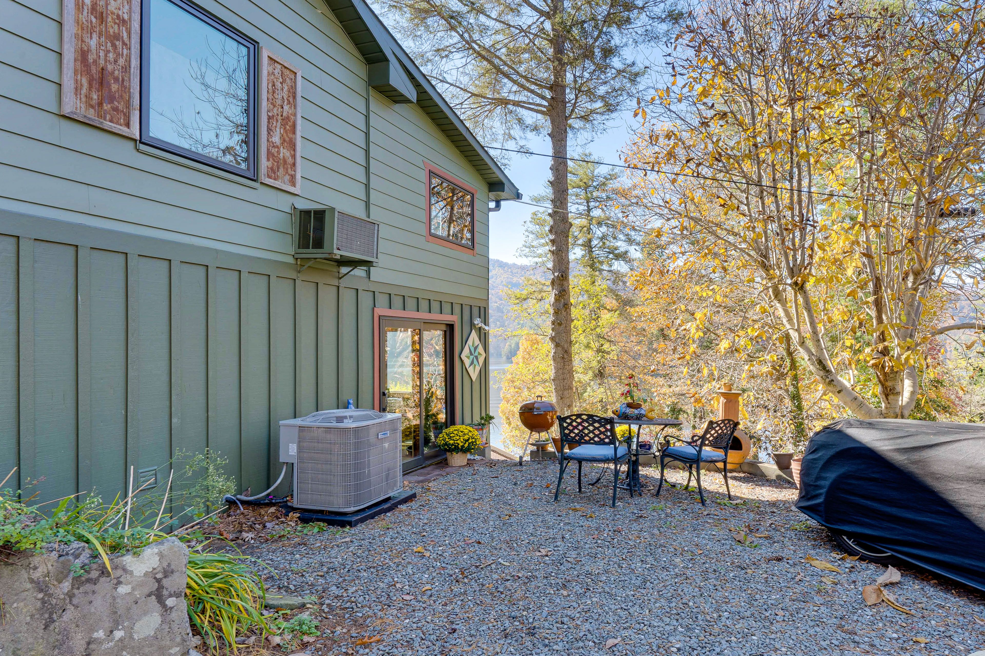 Apartment Exterior | Patio w/ Dining Area | Charcoal Grill | Chiminea