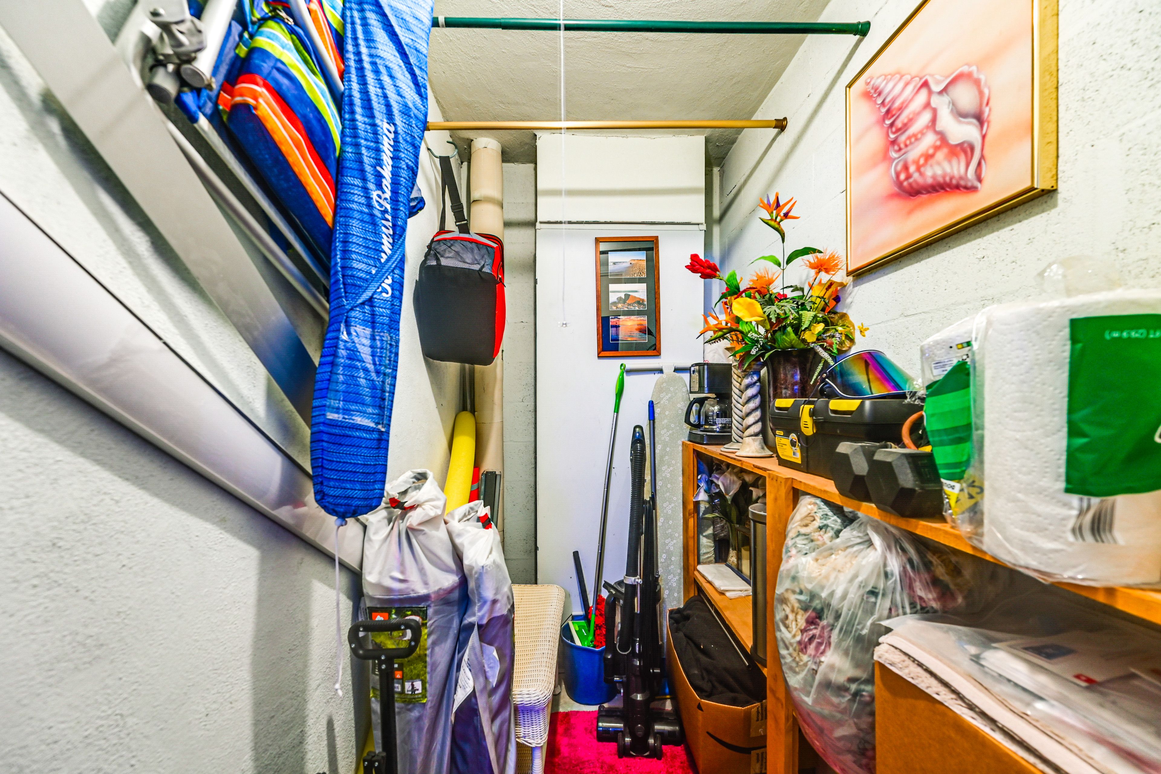 Storage Room | Beach Chairs | Cooler | Iron & Board