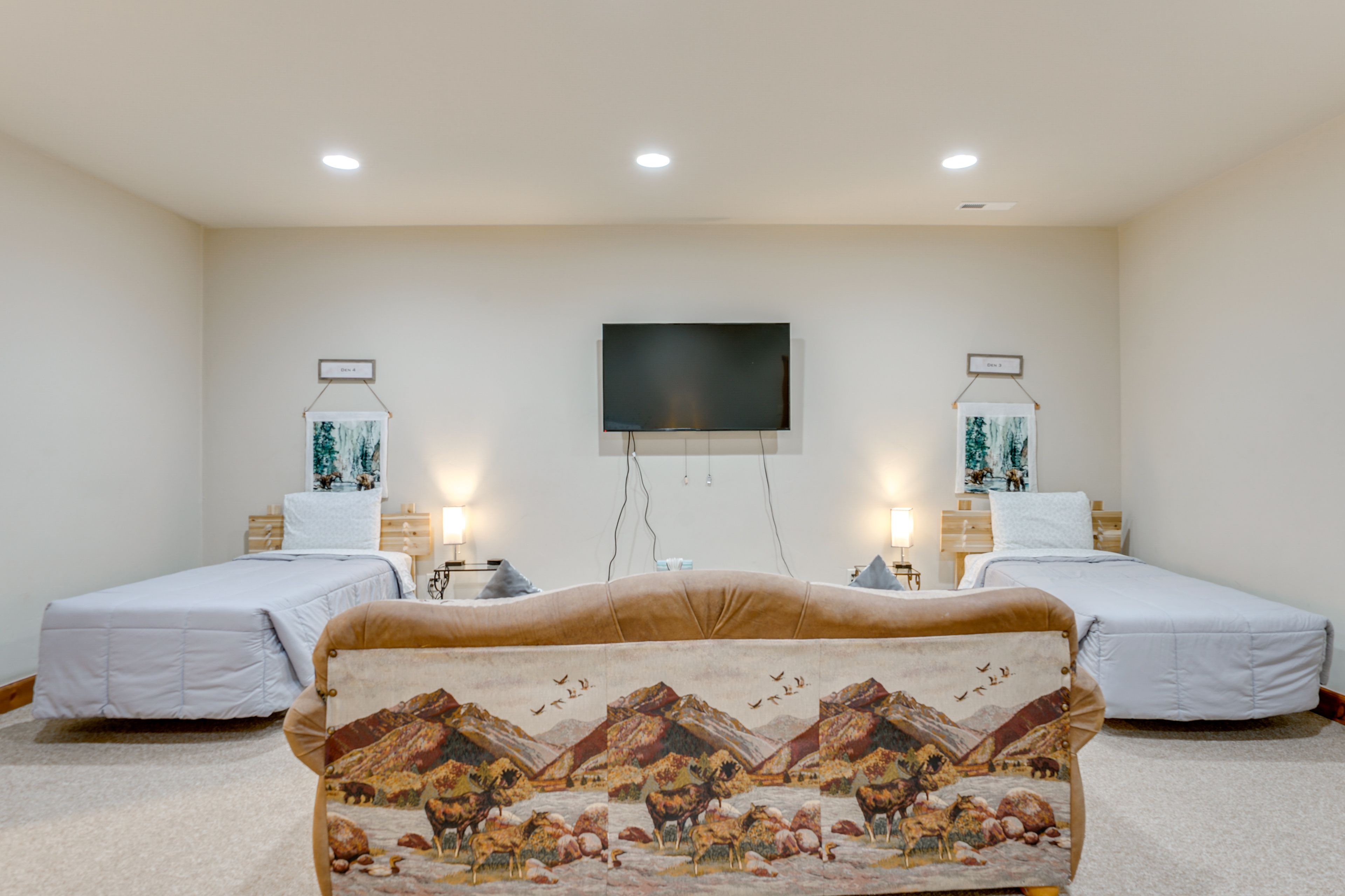 Living Room | Lower Level | 4 Twin Beds | Smart TV