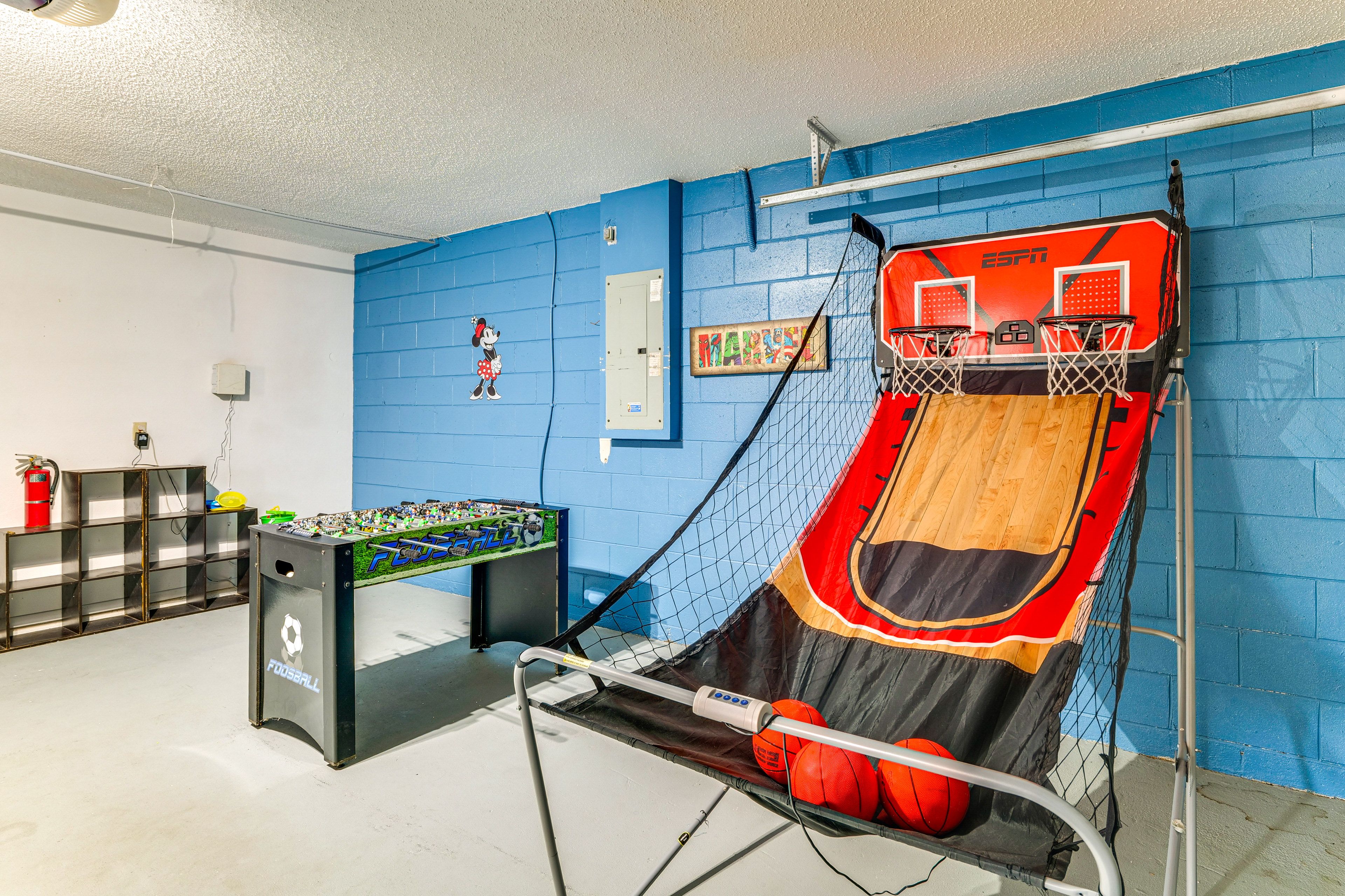 Garage Game Room | Foosball Table | Basketball Arcade Game