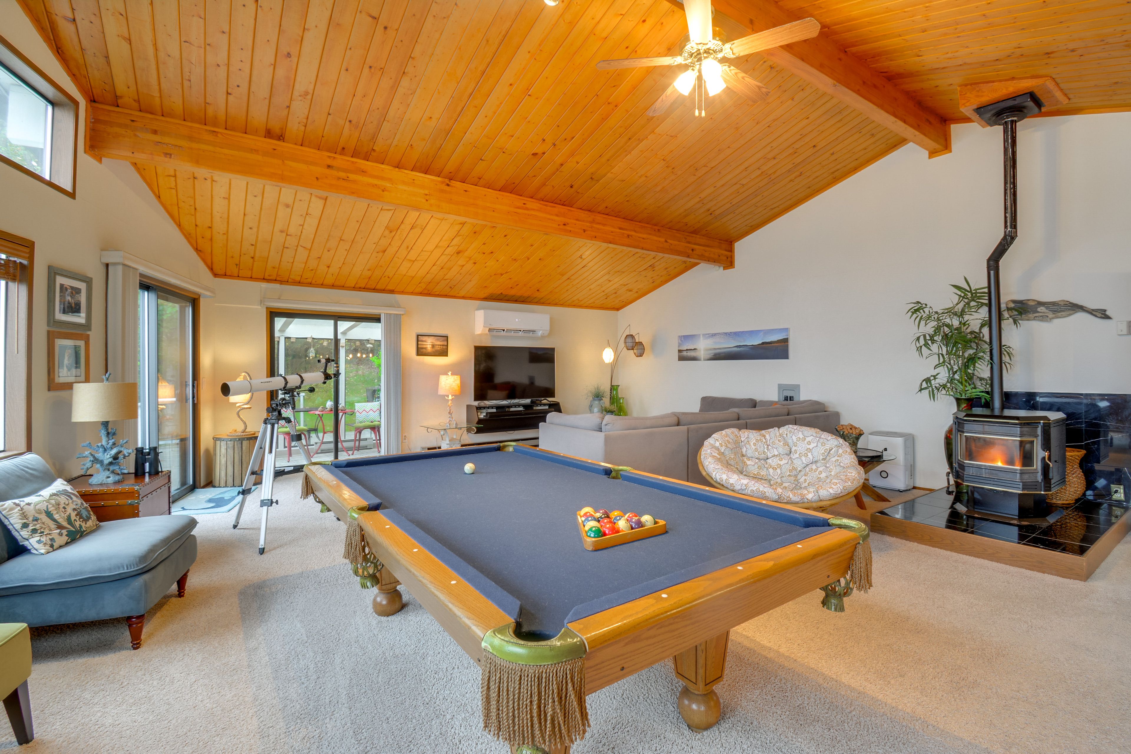 Living Room | 1st Floor | Pool Table | Fireplace
