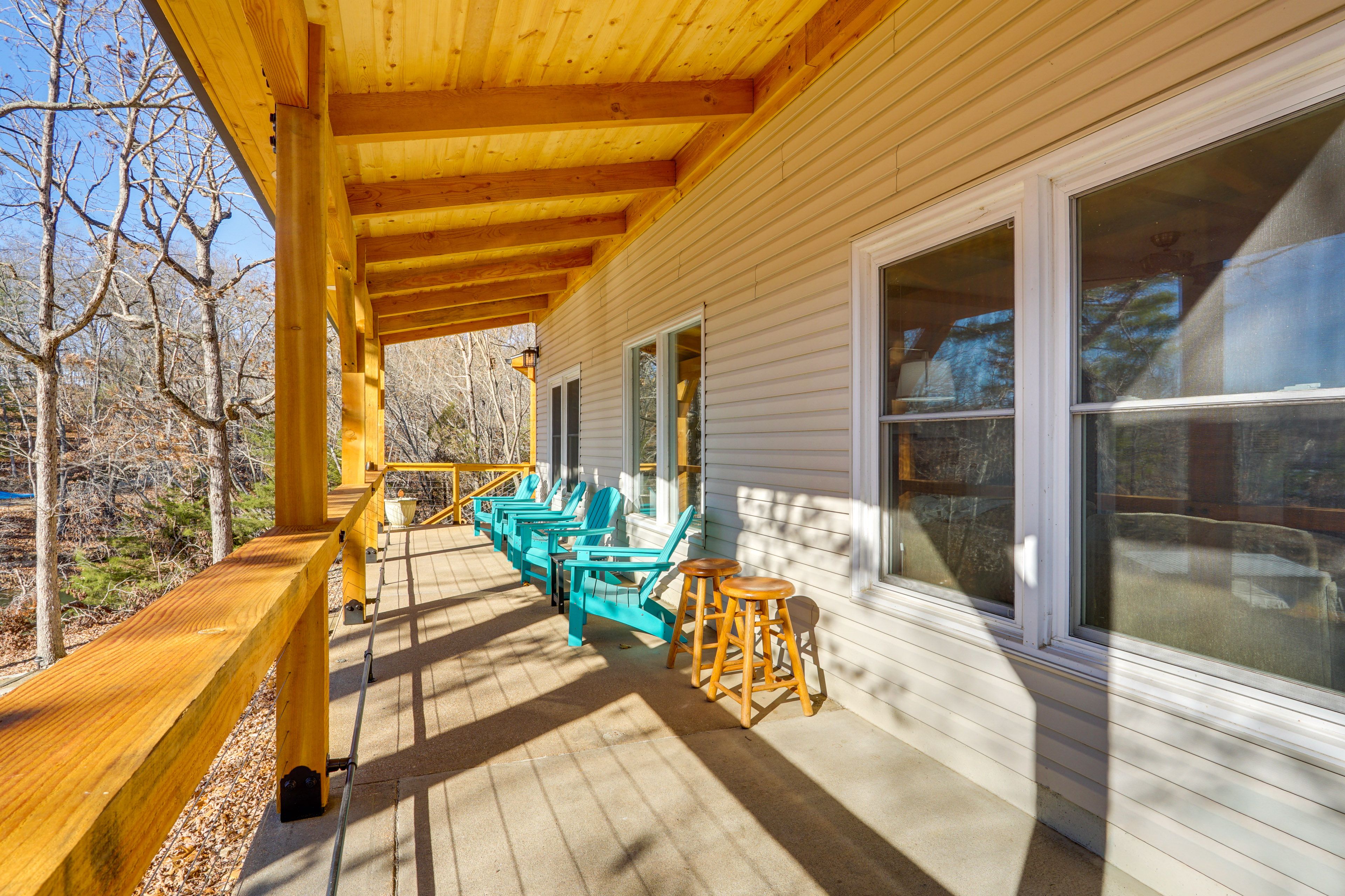 House Exterior | Covered Deck w/ Seating | Gas Grill