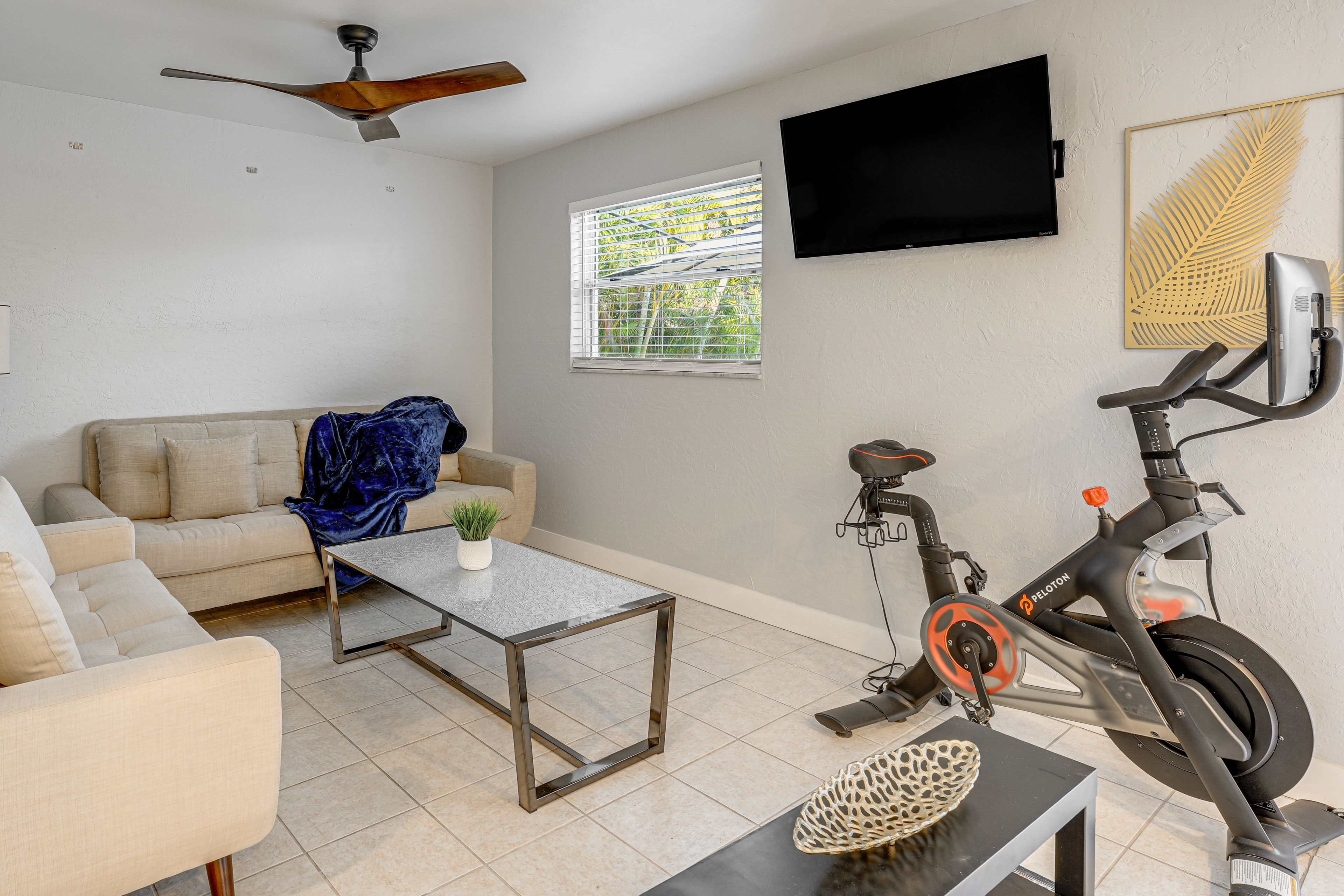 Living Room | Smart TV | Free WiFi | Peloton Bike