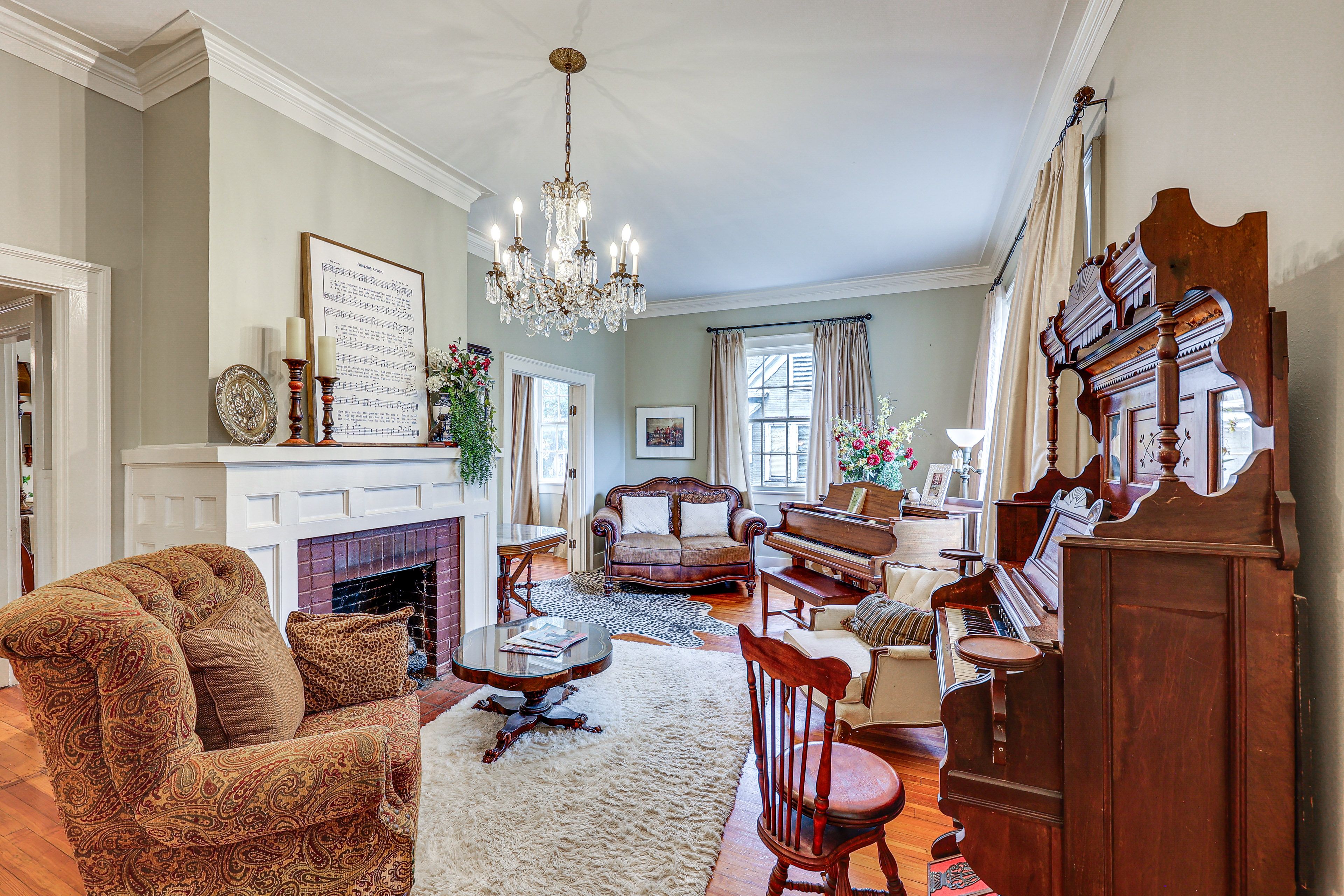 Music Room | Piano & Organ | Fireplace | 1st Floor