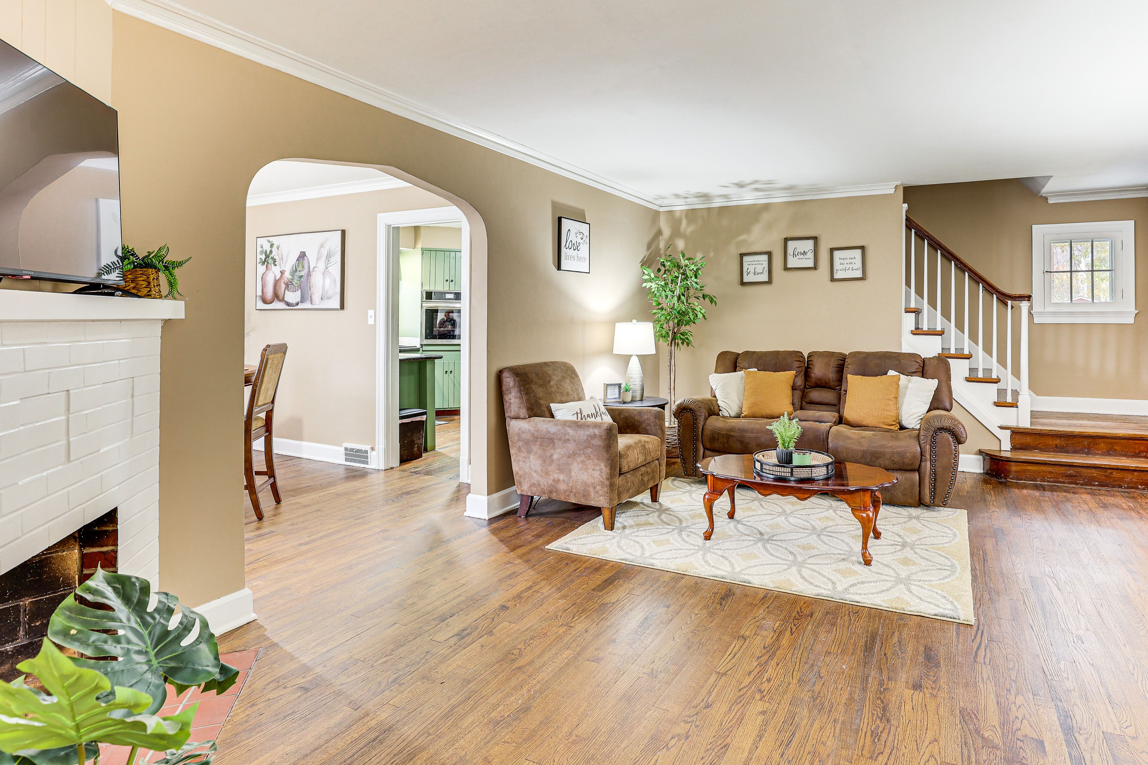 Family Room | Smart TV | Decorative Fireplace | Table | Main Level