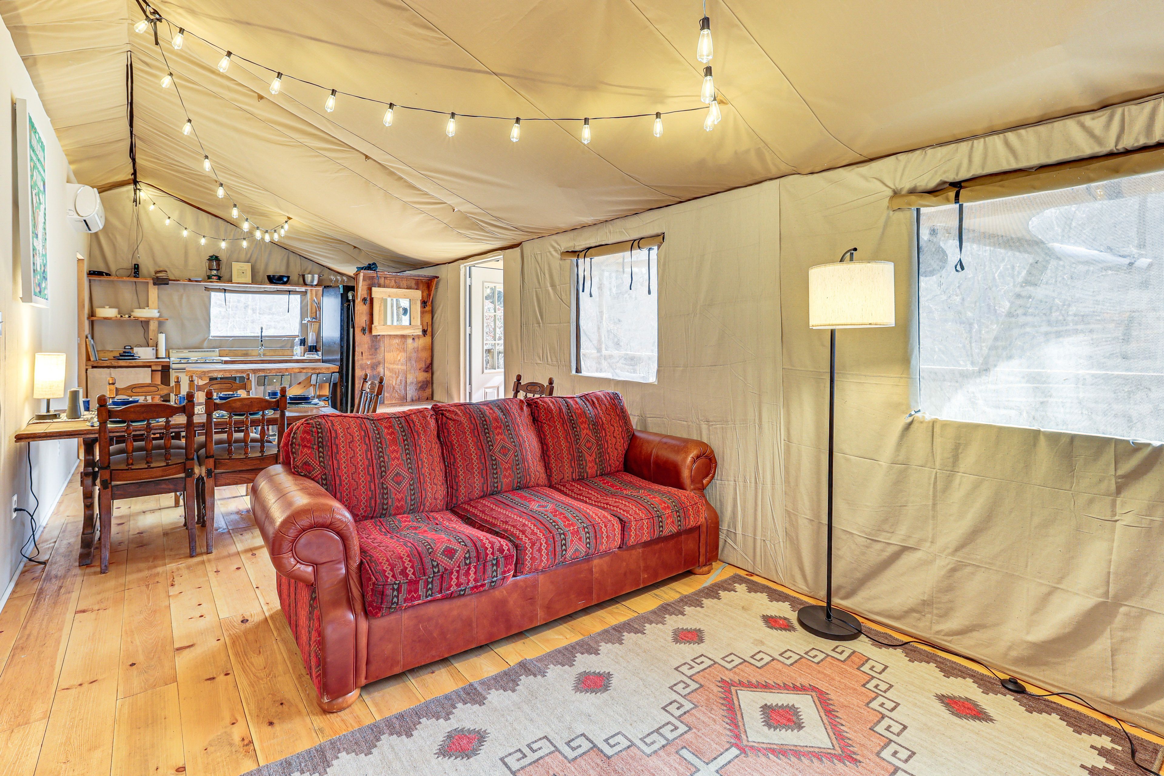Glamping Tent Interior | Free WiFi | Mini-Split A/C & Heat