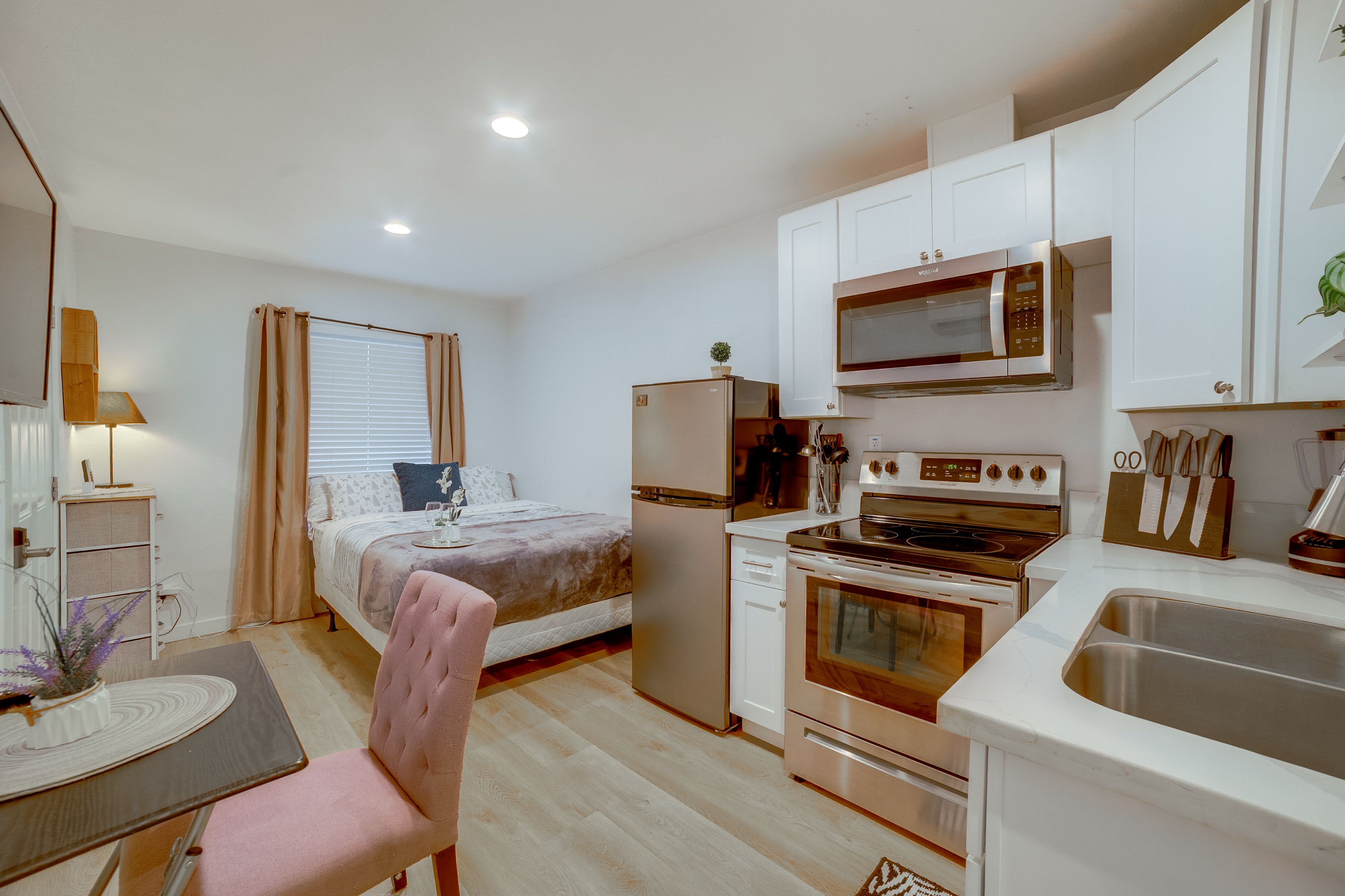 Moreno Valley Vacation Rental | Studio | 1BA | 250 Sq Ft | 3 Steps to Enter