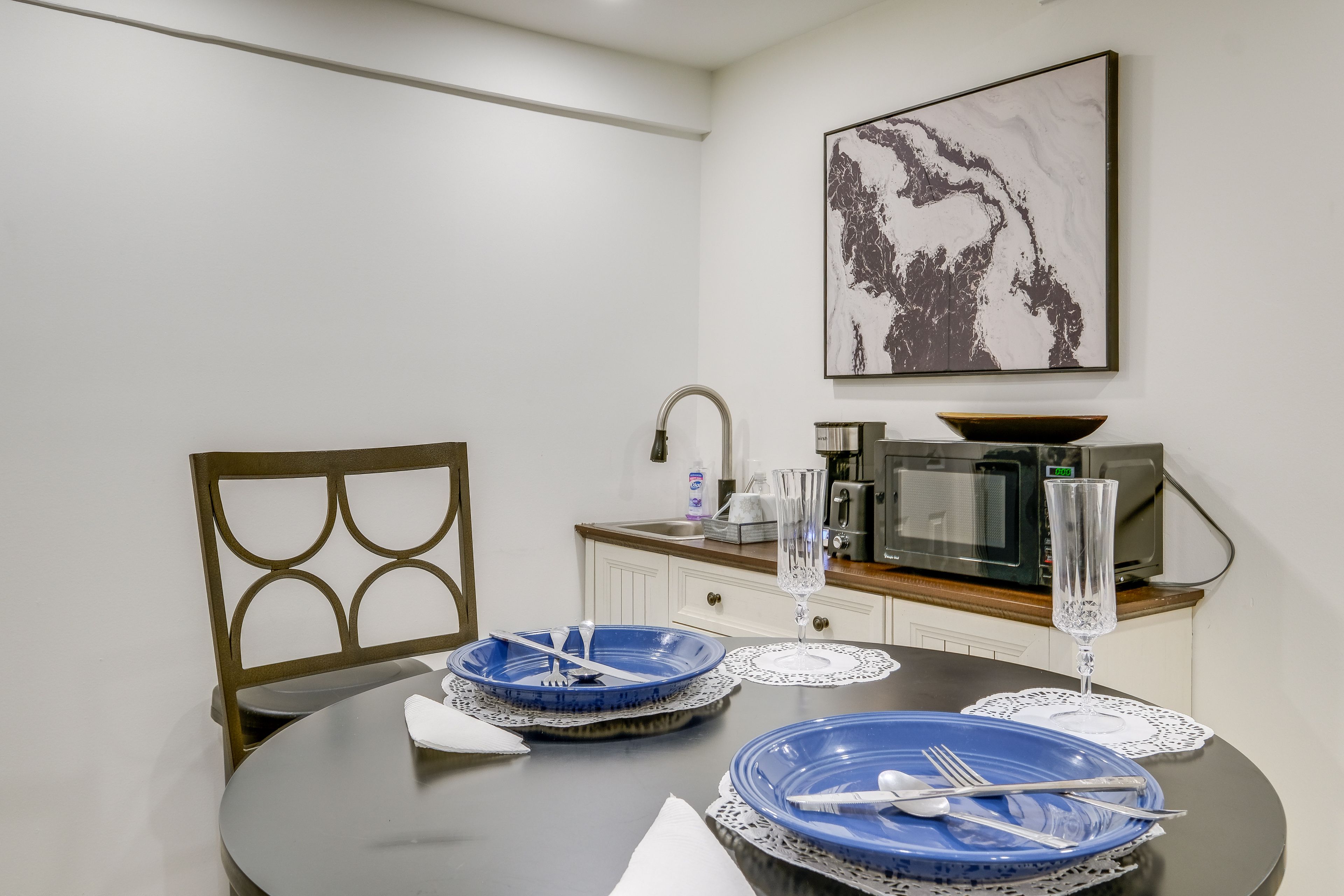 Kitchenette | 2-Person Dining Table | Single-Serve Coffee Maker