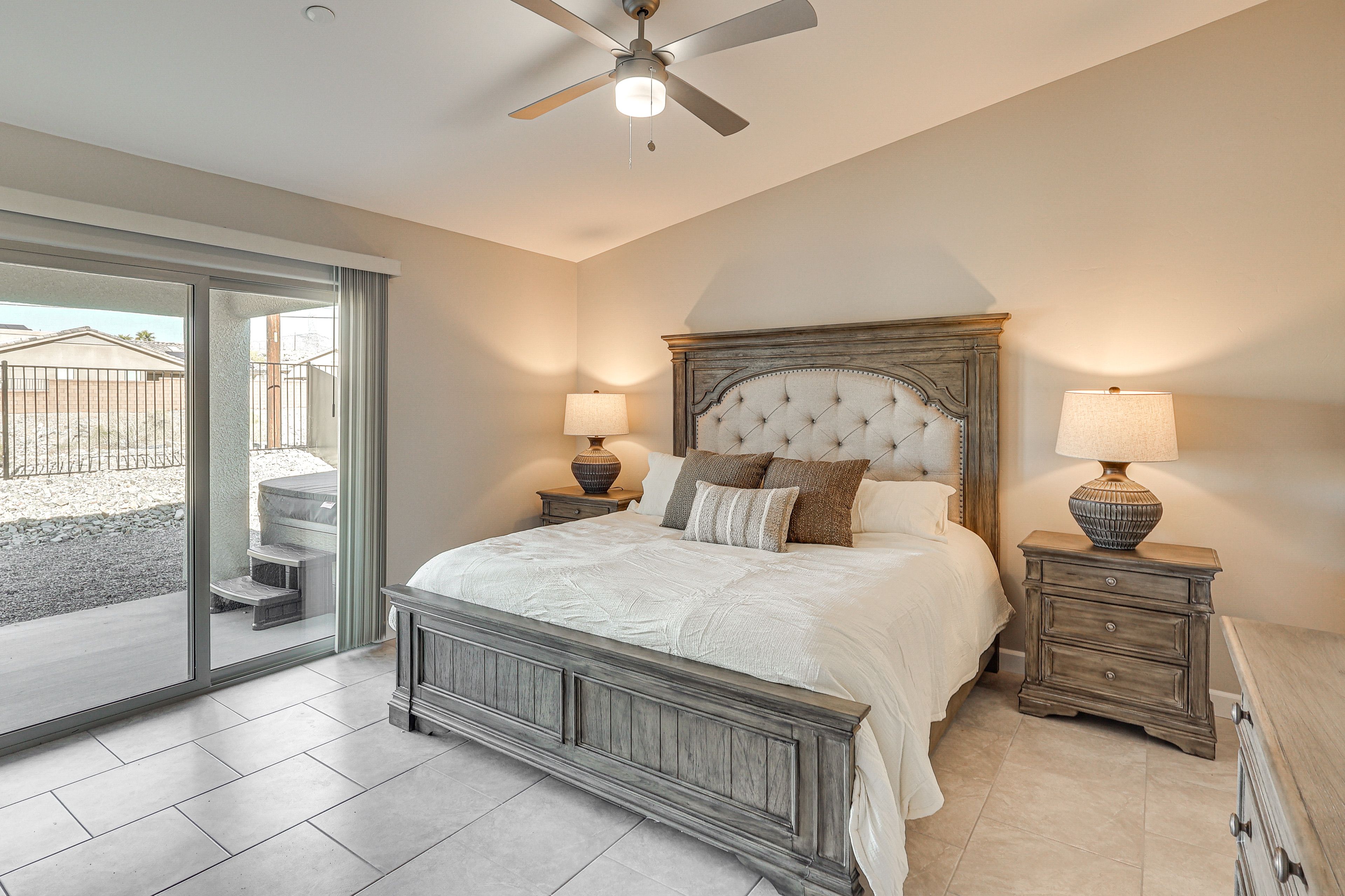 Bedroom 1 | Queen Bed | Linens Provided | Patio Access