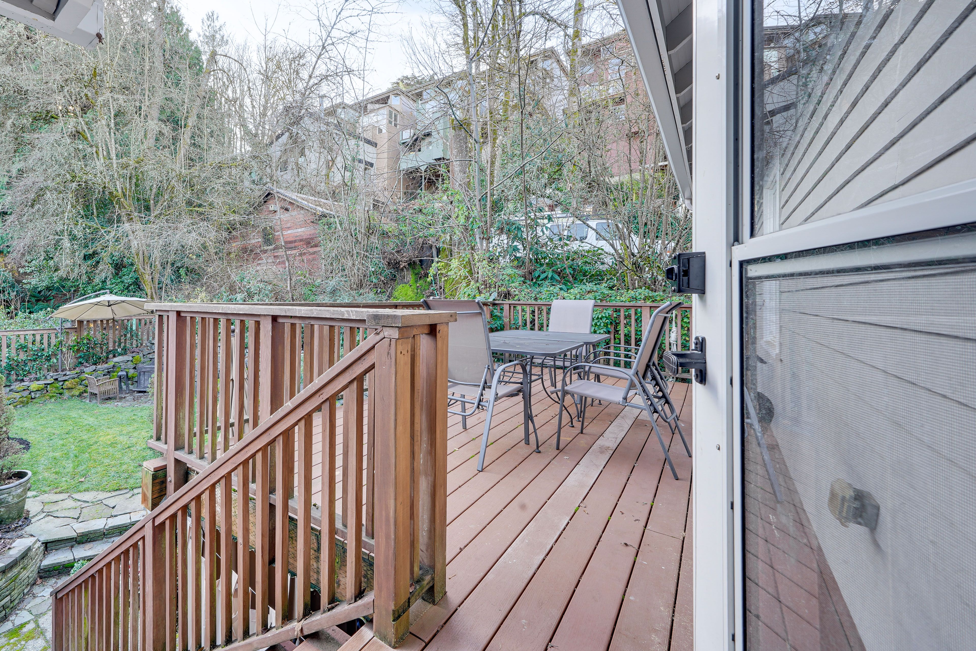 House Exterior | Private Deck w/ Dining Table