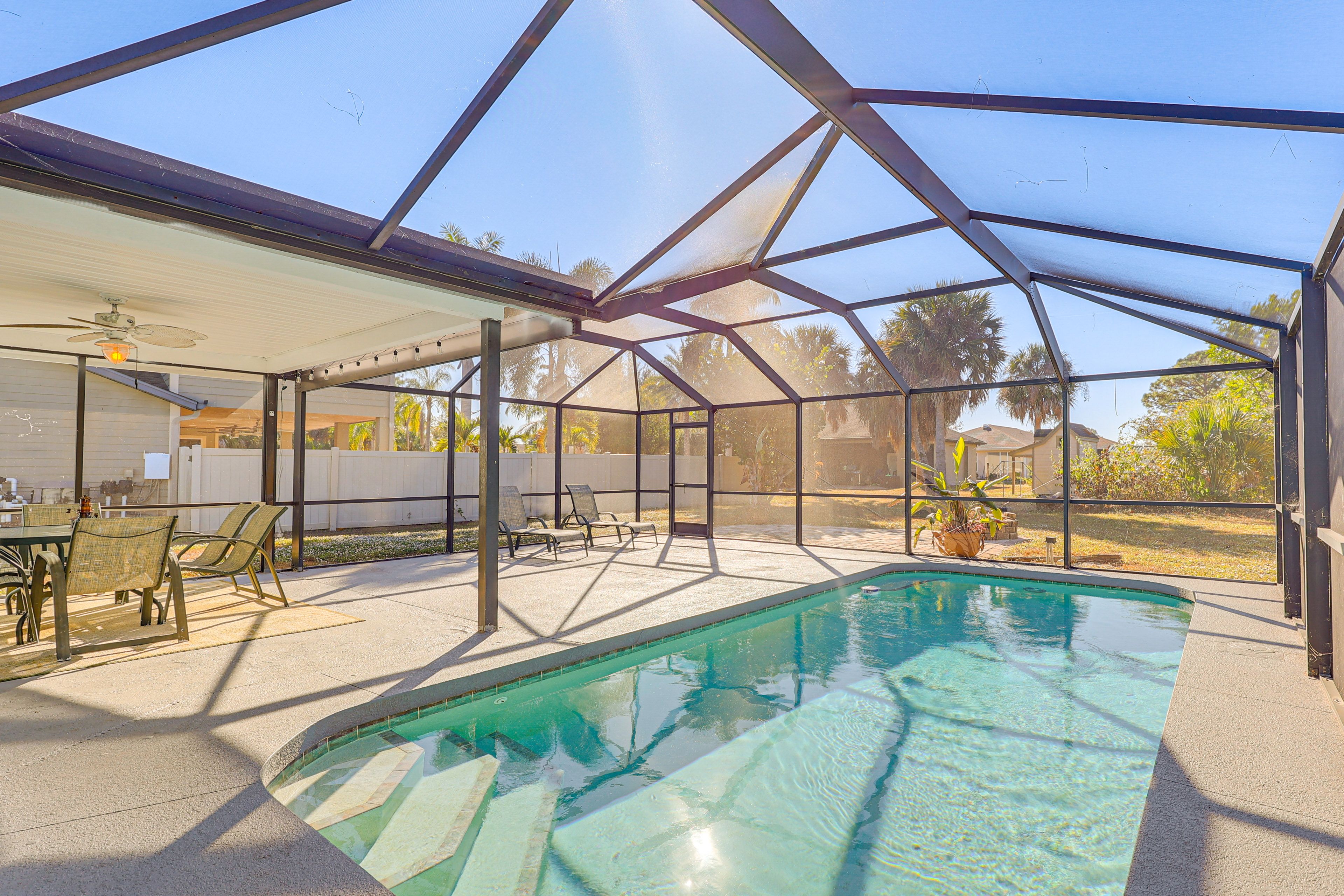 North Port Vacation Rental | 3BR | 2BA | 1 Step Required | 1,500 Sq Ft