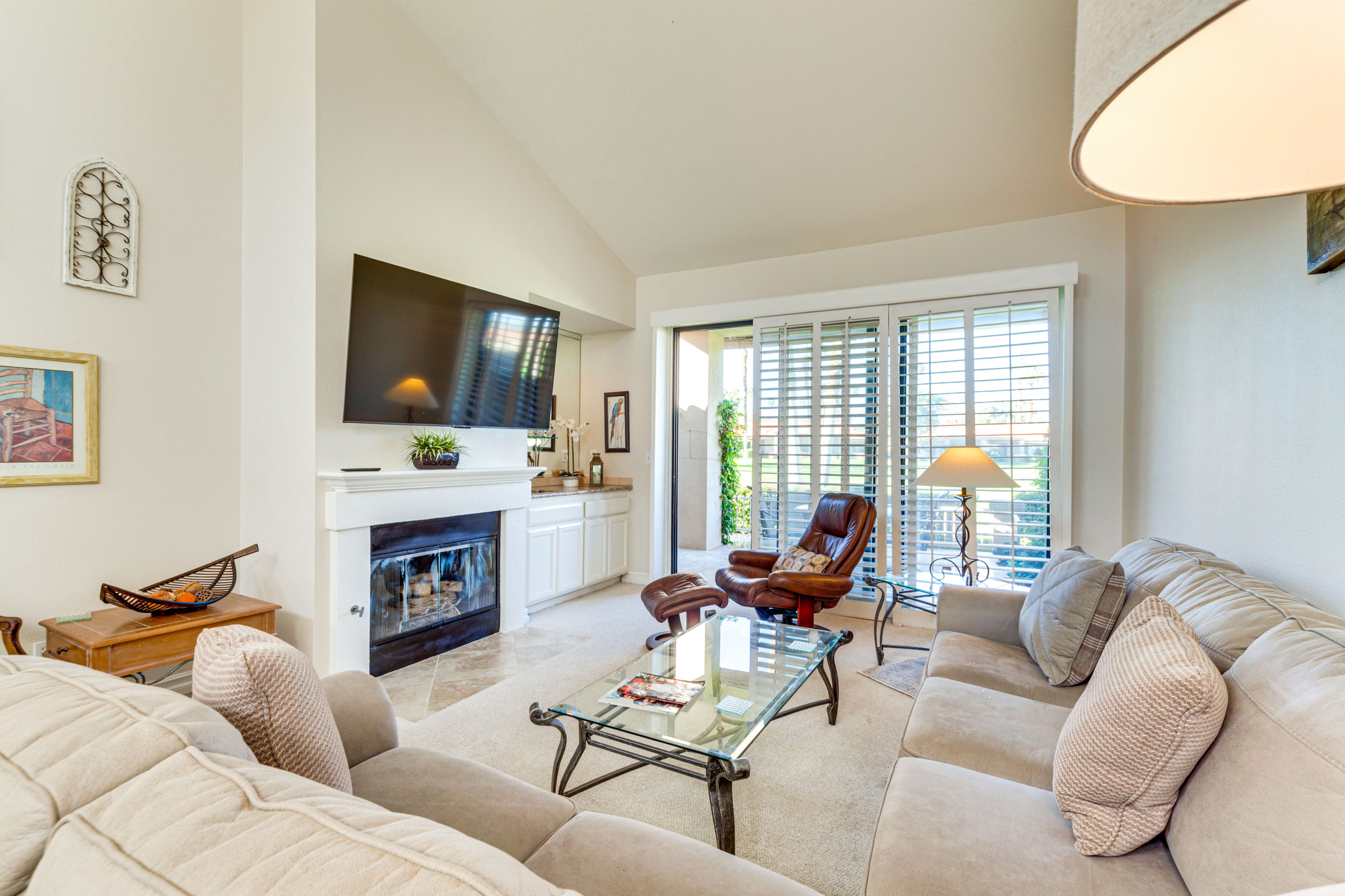 Living Room | Smart TV | Fireplace | Single-Story Condo
