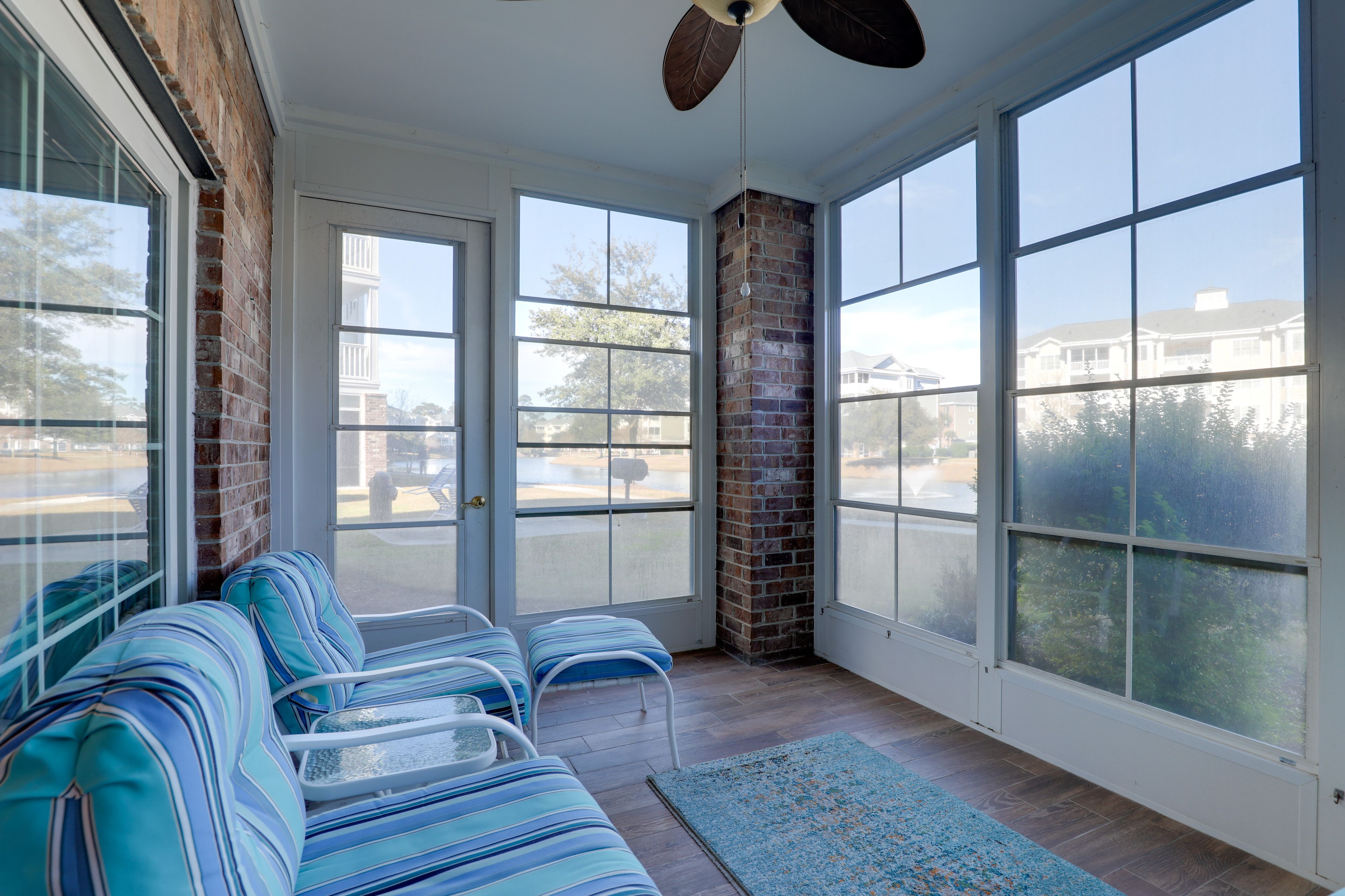 Screened Patio | Ceiling Fan | Lounge Seating | Pond Views