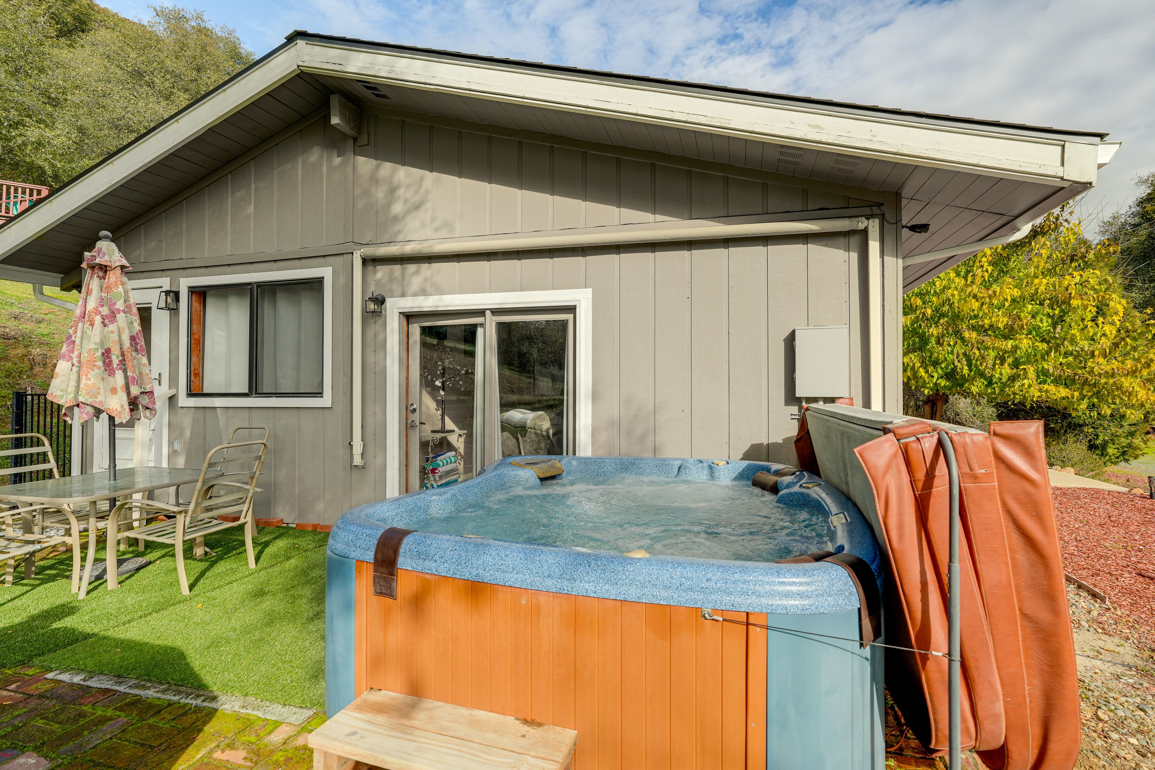 Patio | Private Hot Tub | Outdoor Seating