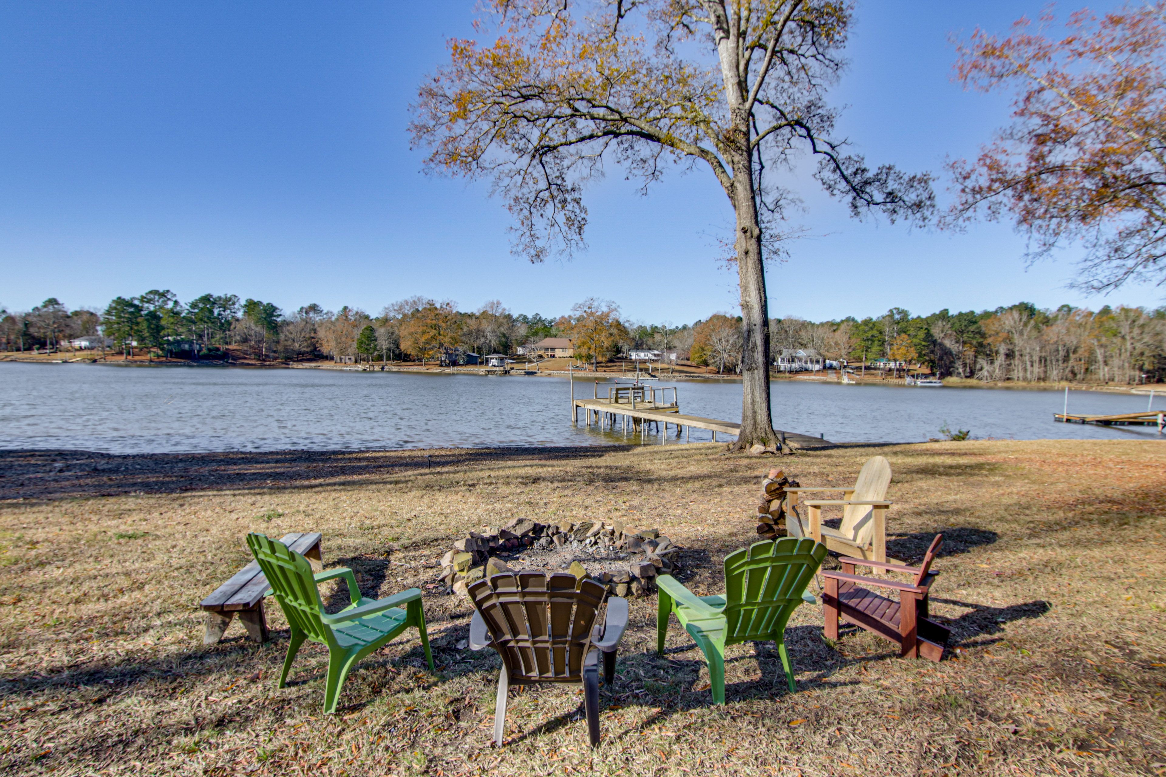 House Exterior | Spacious Backyard | Fire Pit | Private Dock | Lake Access